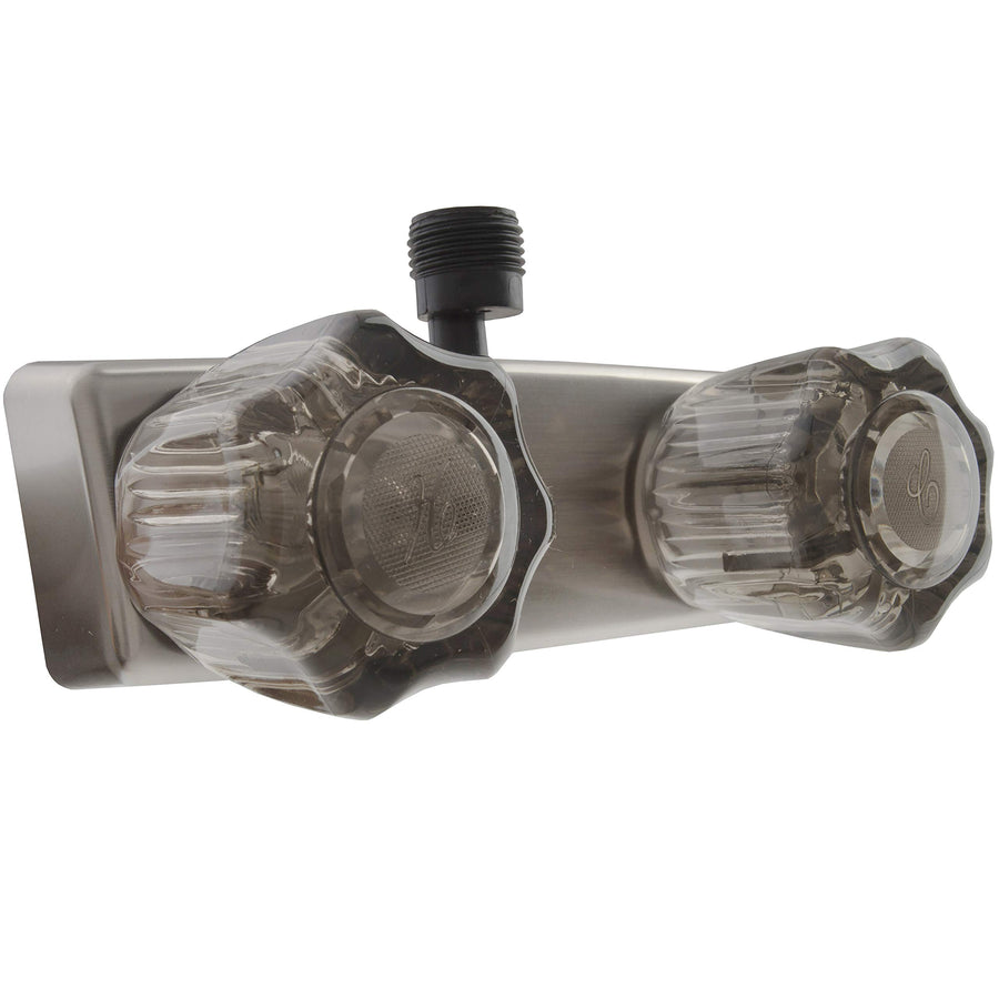 Dura Faucet RV/Motorhome/Trailer DF-SA100S-SN Shower Faucet Valve Diverter with Smoked Acrylic Knobs (Brushed Satin Nickel)