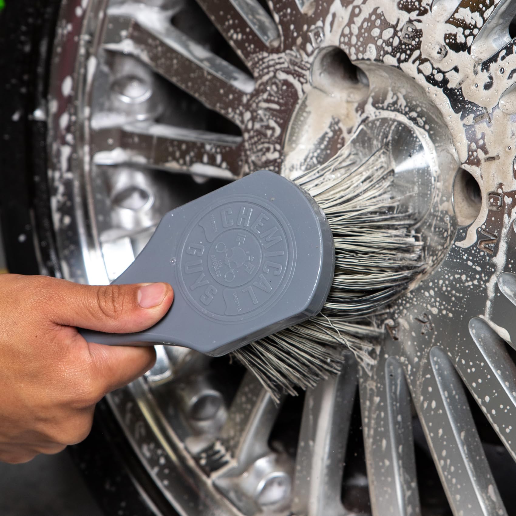 Chemical Guys Wheel Works ACCG09 Medium Duty Wheel & Body Brush, (Safe for Cars, Trucks, SUVs, RVs, Motorcycles, & More) Gray