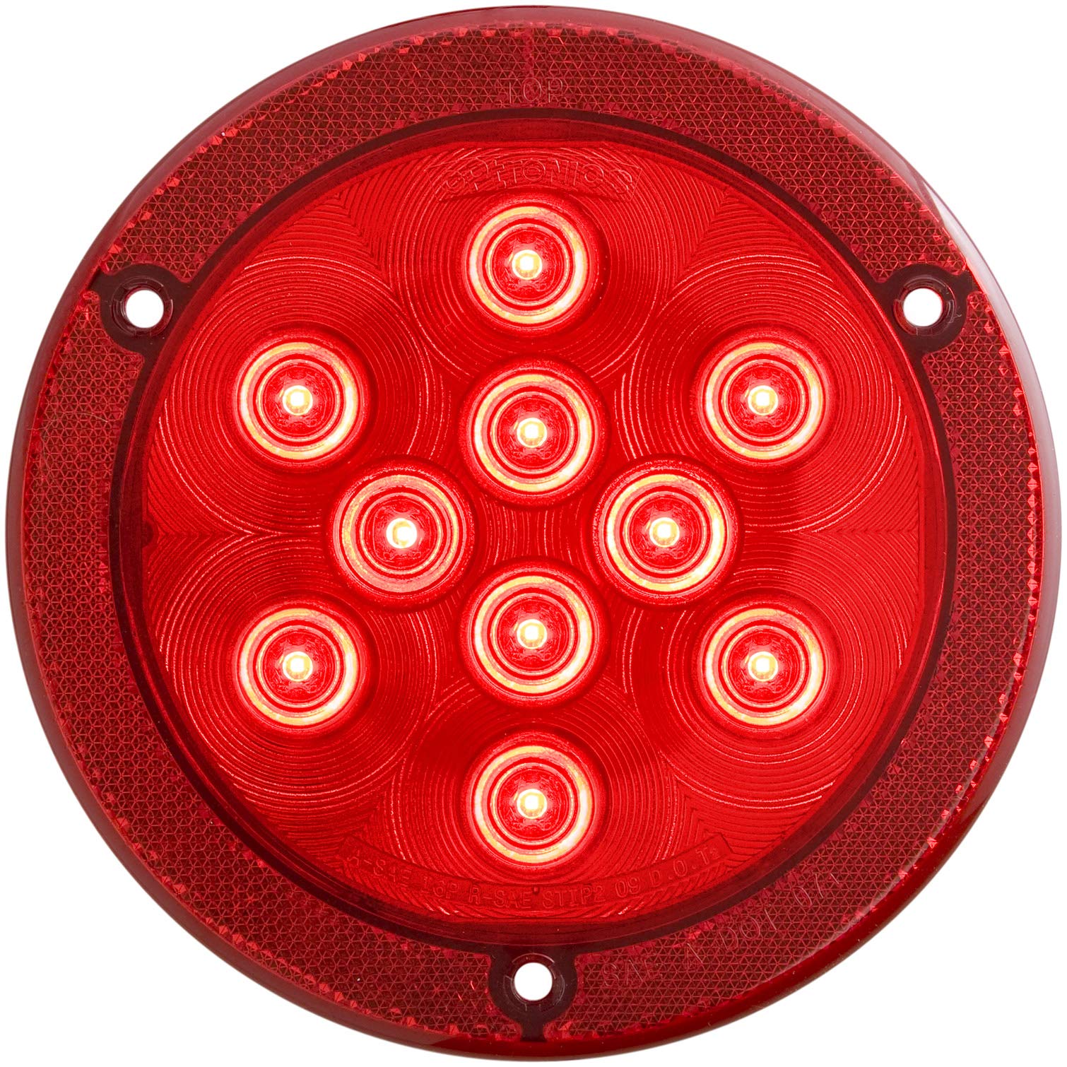 4" Round Optronics STL43RBXP Sealed LED Light with Reflex, Red