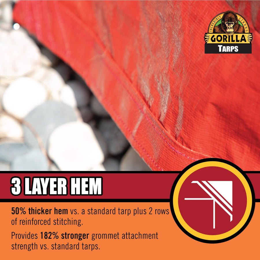 Gorilla Tough Tarp Heavy-Duty 6 ft x 8 ft Waterproof Polyethylene, 8 mil Thick, UV Treated with Reinforced Edges & Aluminum Grommets - Durable Outdoor Tarp for Camping, Gardening, Construction
