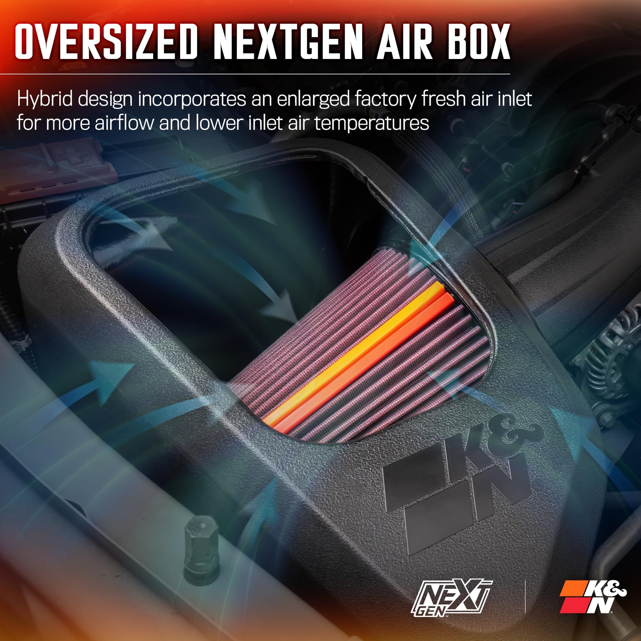 NextGen K&N Cold Air Intake System: High-Flow Cotton Filter: Compatible with 2020-2025 Chevrolet/GMC: Silverado 2500 & 3500, Sierra 2500 & 3500, 50-3103