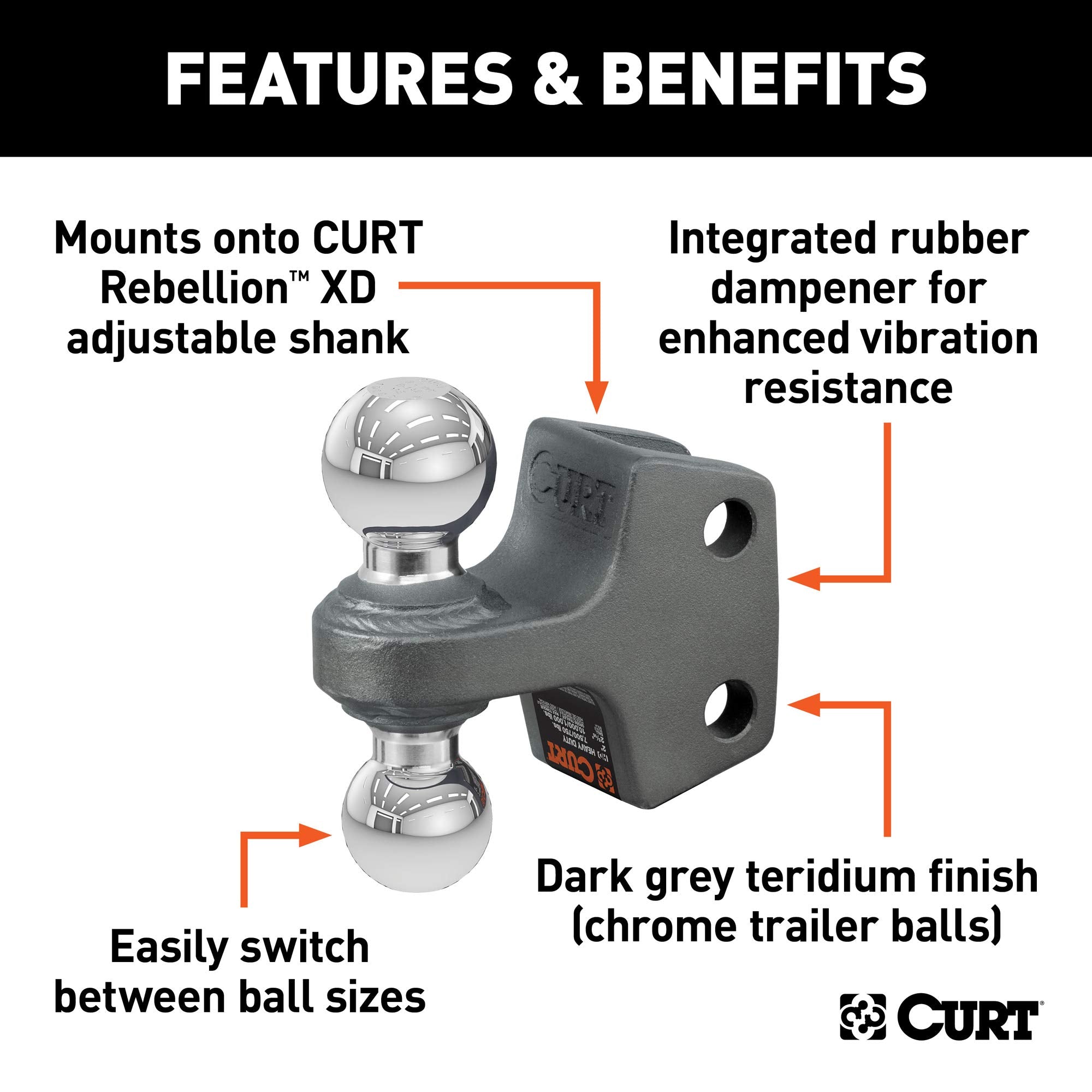 CURT Replacement 45952 XD Dual Ball, 2, 2-5/16-Inch, Up to 15K