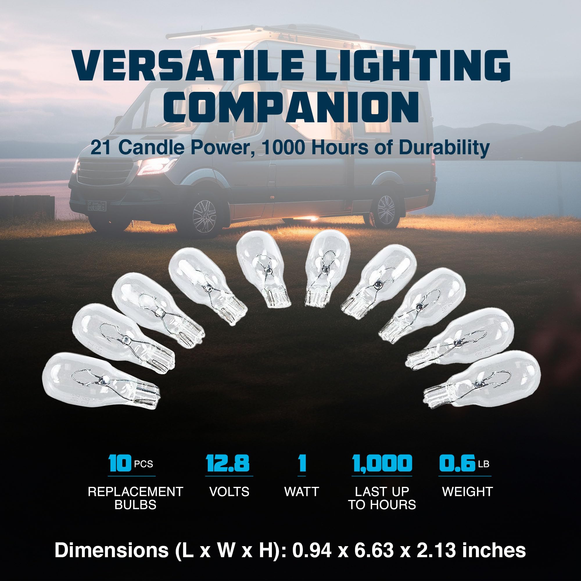 Camco 912 54766 Auto/RV/Marine Replacement Interior Light Bulb - Box of 10