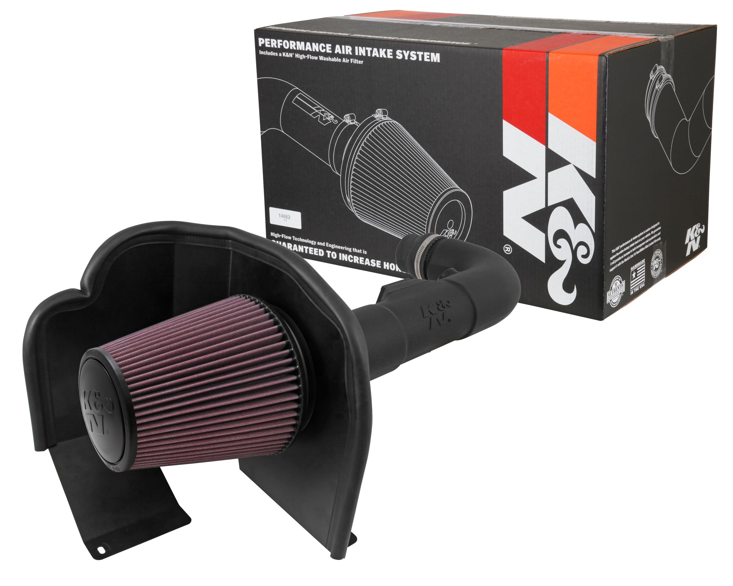Cold Air Intake System K&N: High-Flow Air-Filter, Increase Performance & Horsepower: Compatible with 2014 CHEVROLET Silverado 1500; 2014 GMC Sierra 1500, 57-3085