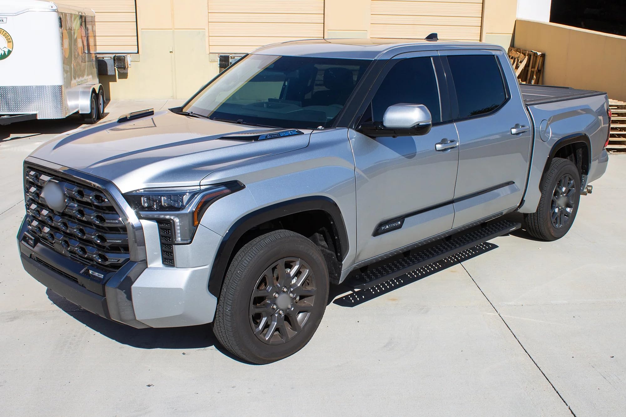 Raptor Series Running Boards 6.5in Wide Sawtooth Grip Black Aluminum Steps Compatible with 2022-2026 Tundra Crew Max Cab