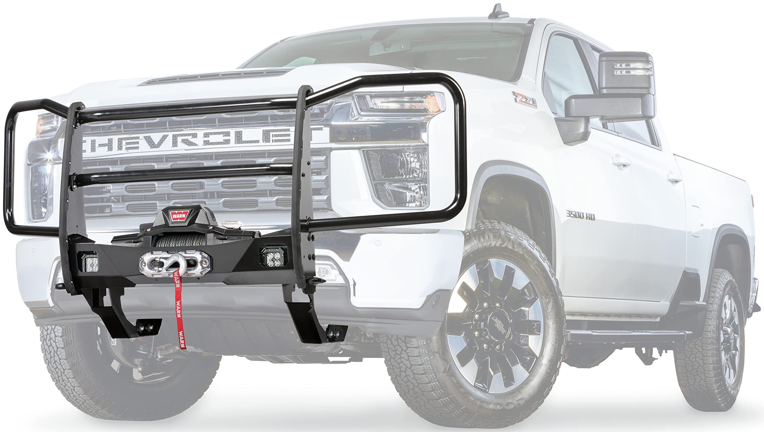 Trans4mer Gen III WARN 108003 Winch Mounting Bracket Kit for Mid-Frame Winches, Fits: Chevy Silverado HD 2500/3500 (2020-2022), Black