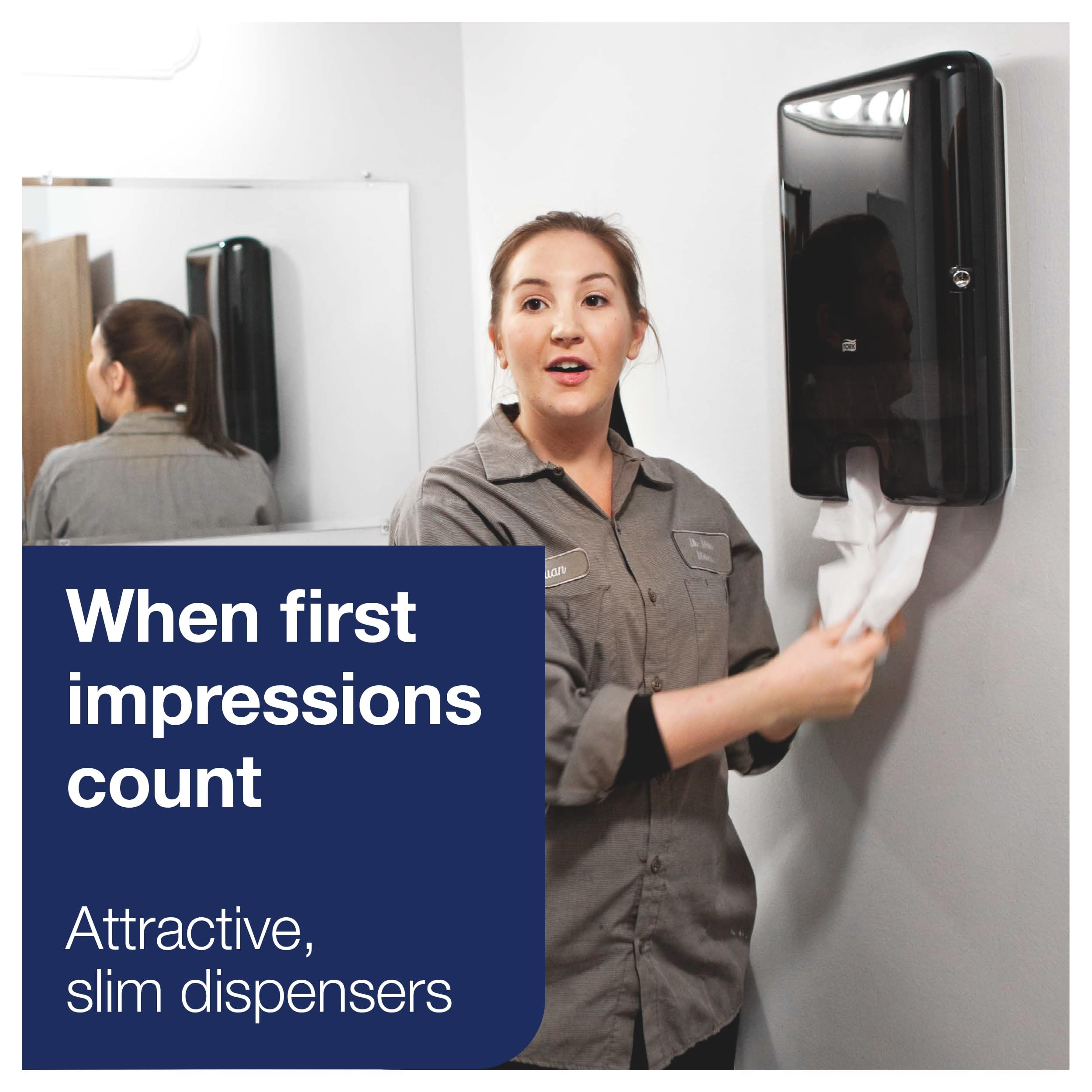 Black Tork Xpress Multifold Hand Towel Dispenser H2, One-at-a-Time Dispensing, Elevation Range, 553028
