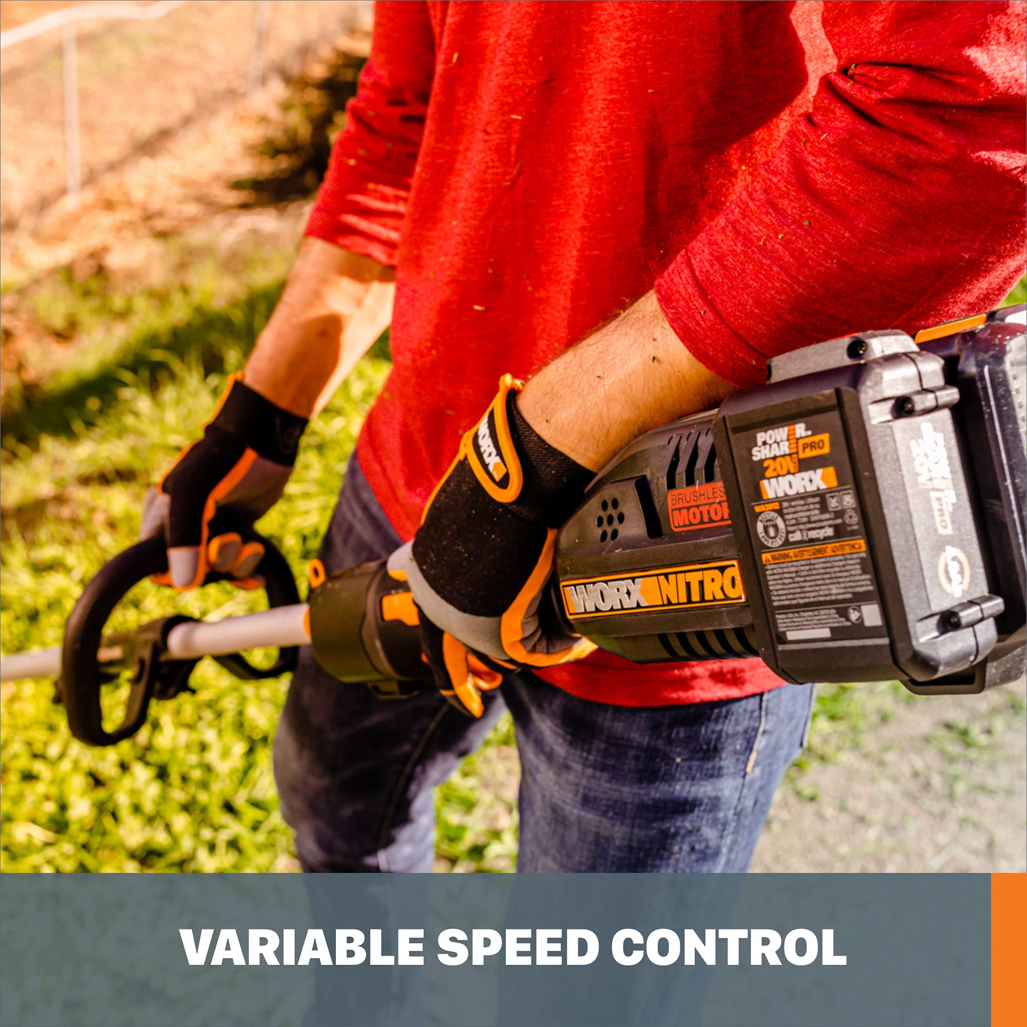 Worx Nitro 40V Power Share PRO Attachment-Capable 15" Cordless Driveshare String Trimmer (Batteries & Charger Included)