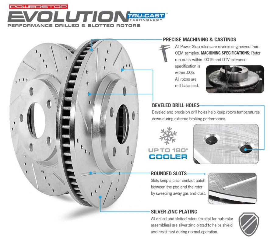 Power Stop AR82004XPR Evolution Front Drilled & Slotted Rotor Pair For Chevrolet Cobalt 2007-2010, Pontiac G5 2007-2010 [Model Specific]