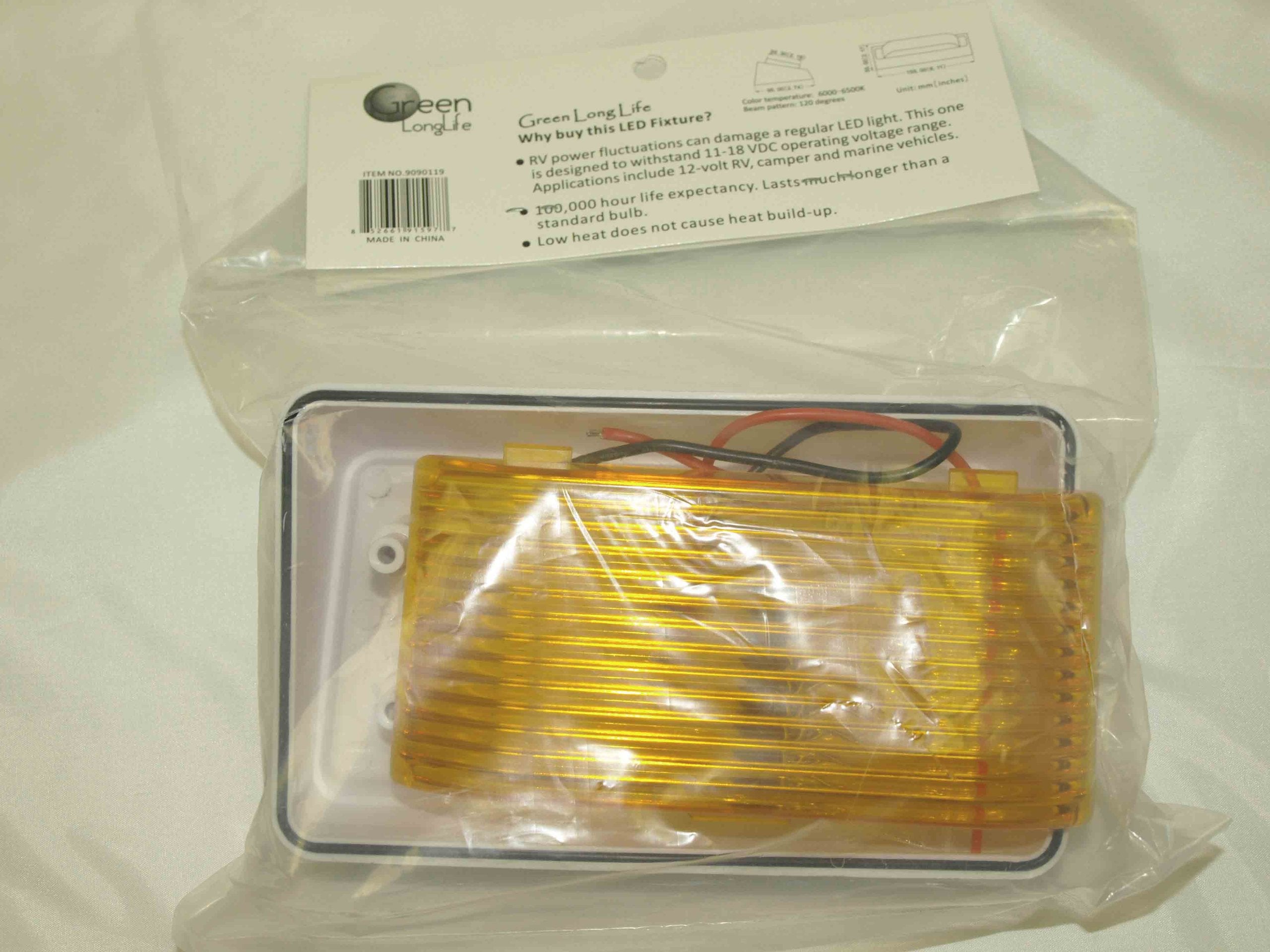 Long Life Green LED RV Porch Lights (Rectangle, White)