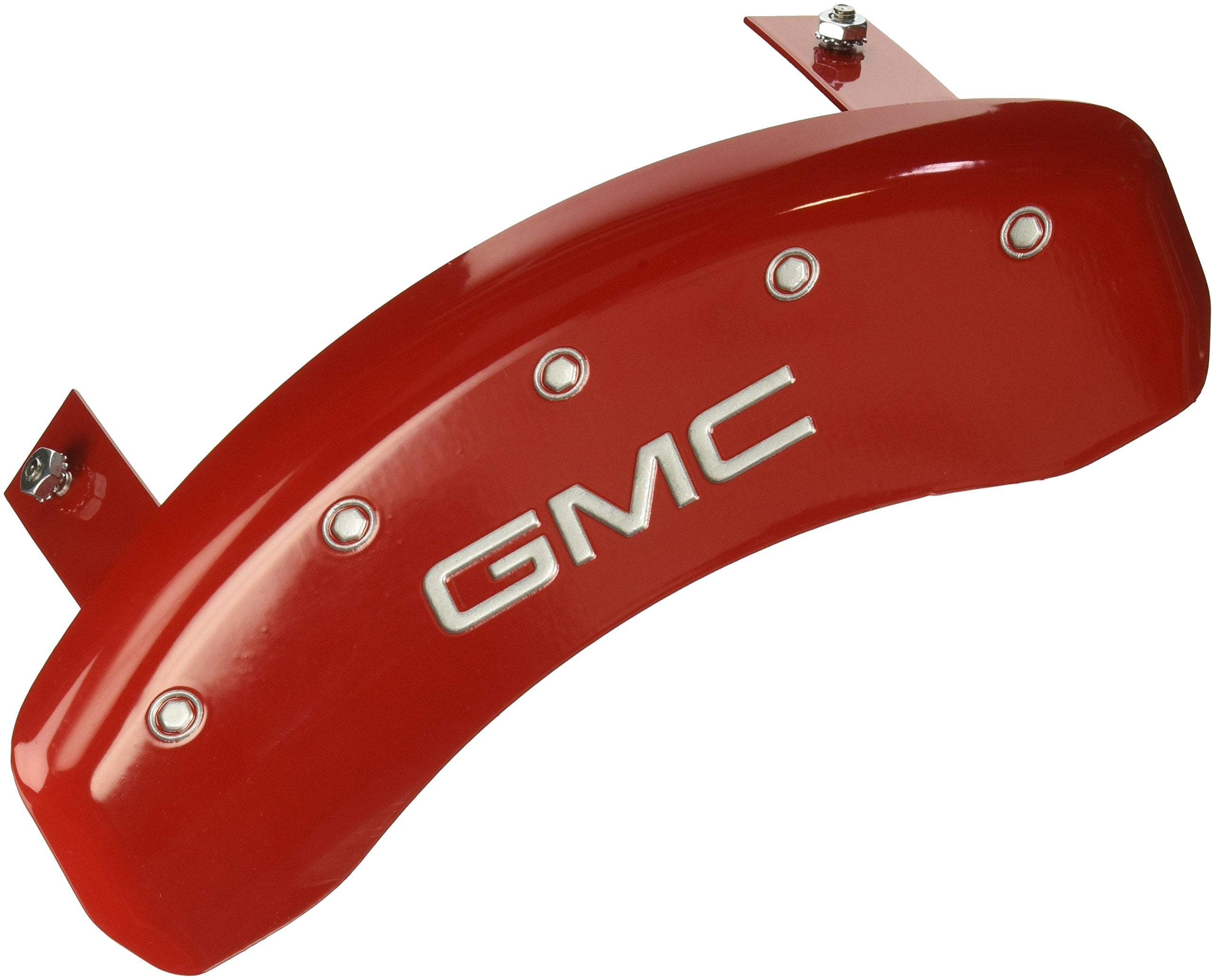 MGP Caliper Covers 'GMC' Engraved Caliper Cover with Red Powder Coat Finish and Silver Characters, 34009SGMCRD (Set of 4)