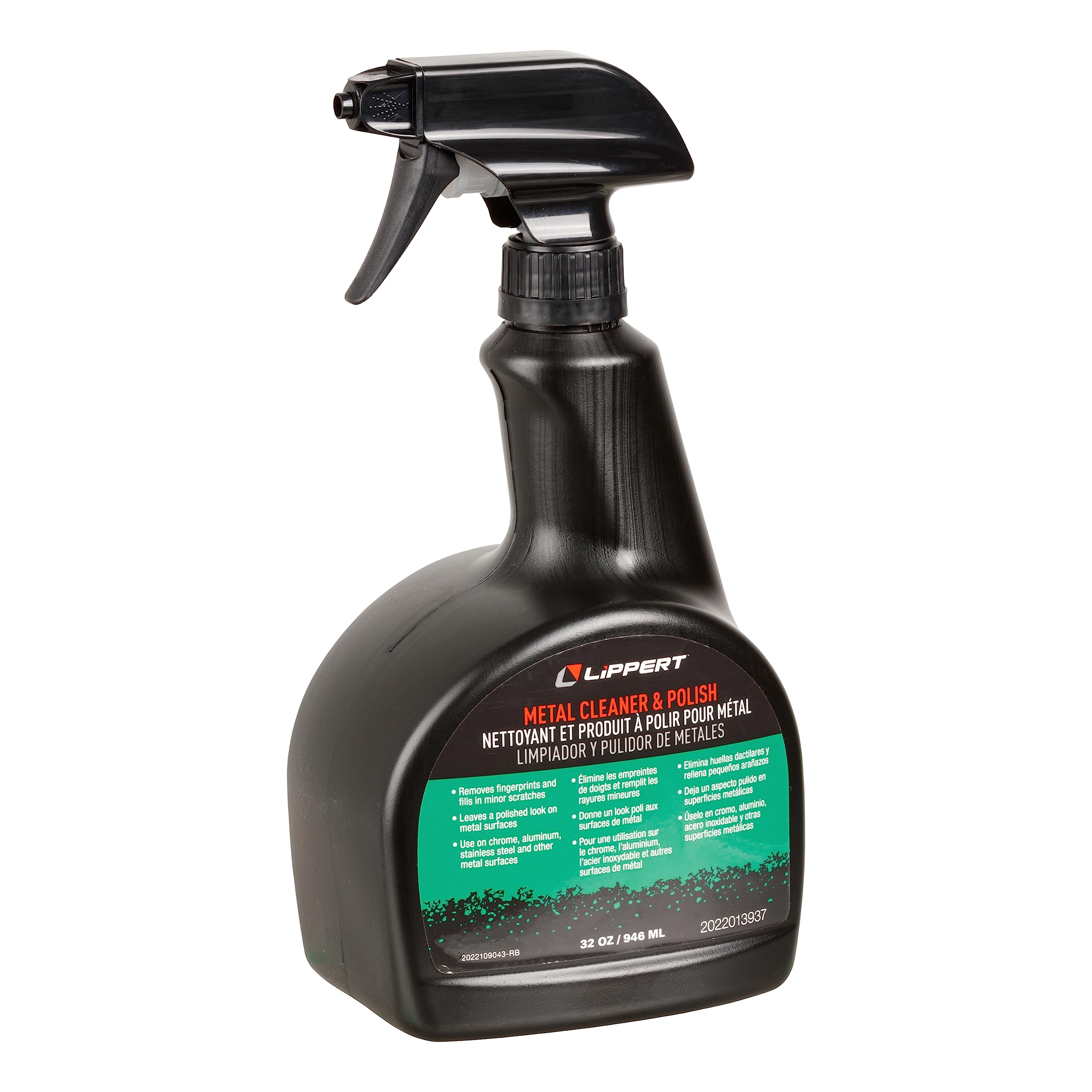 Lippert Metal Cleaner and Polish for Boat Interior and Exterior, 32 oz., Removes Fingerprints, Fills Minor Scratches, Use on Chrome, Aluminum, Stainless Steel, Easy Spray-On Application – 2022013937