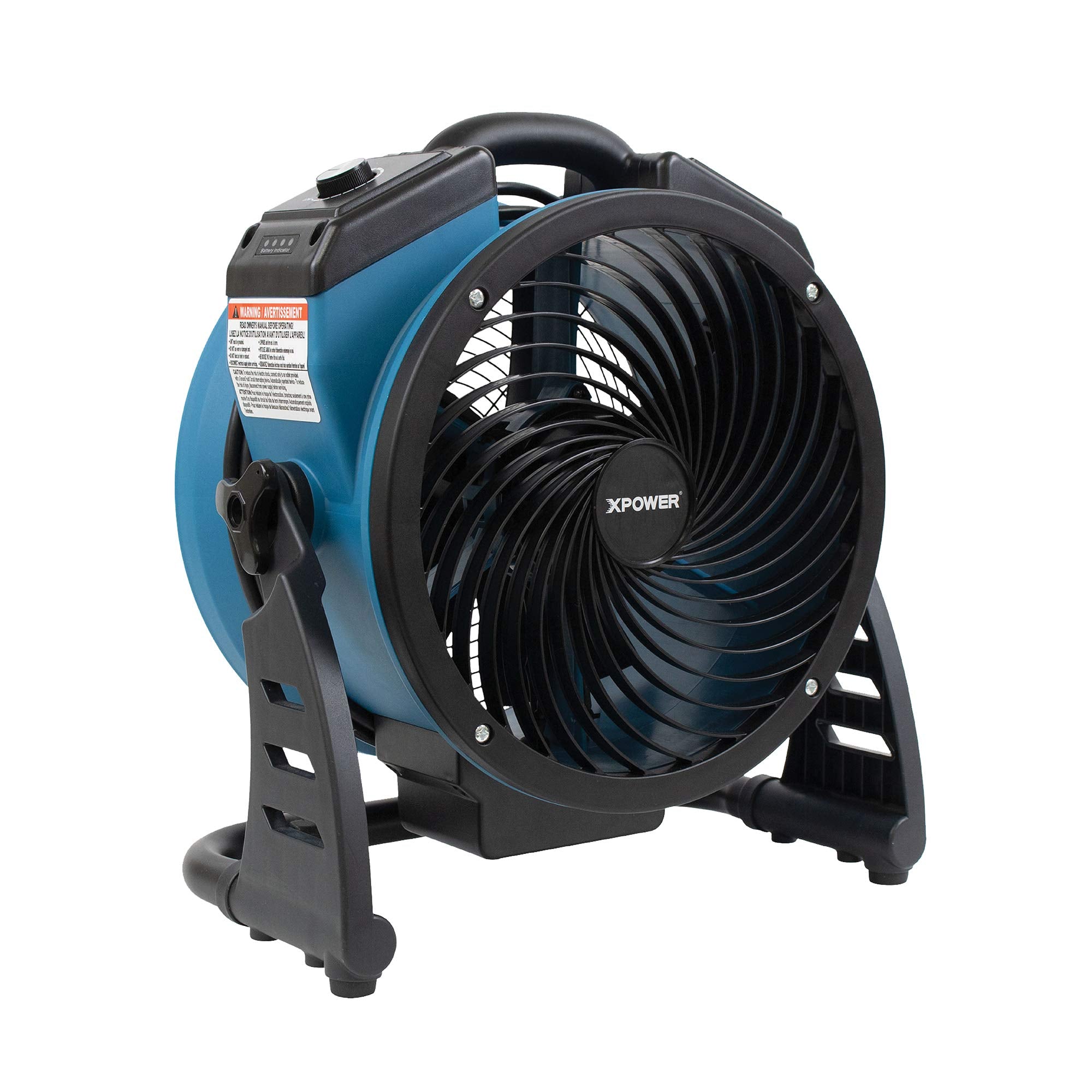 Portable XPOWER FC-150B High Velocity AC/DC Dual Power Operated Portable Rechargeable Battery 18,200mAh Utility Fan, Extended Air Flow, 1000 CFM