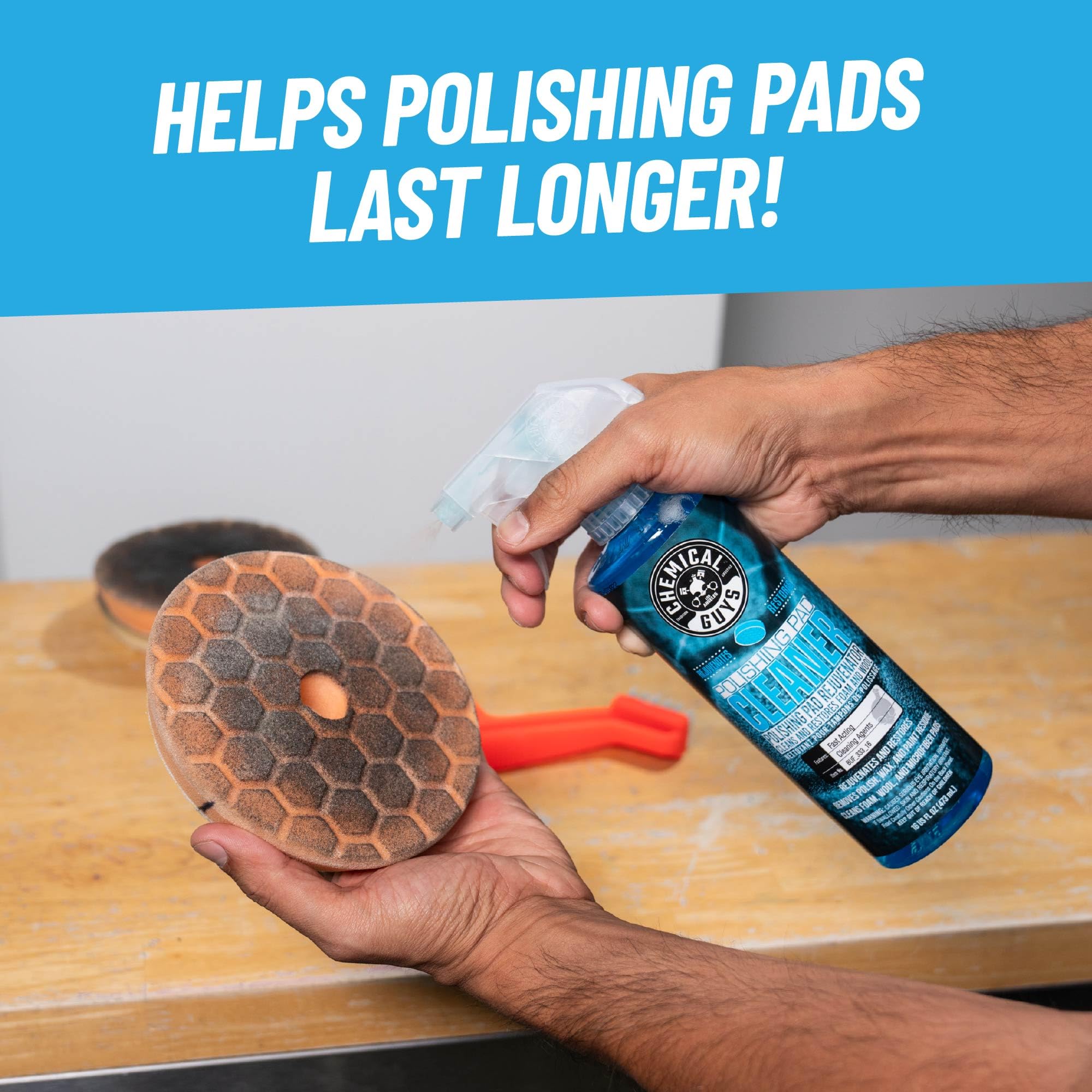 Chemical Guys Foam and Wool Polishing Pad Cleaner BUF_333_16, Citrus-Based, 16 fl oz