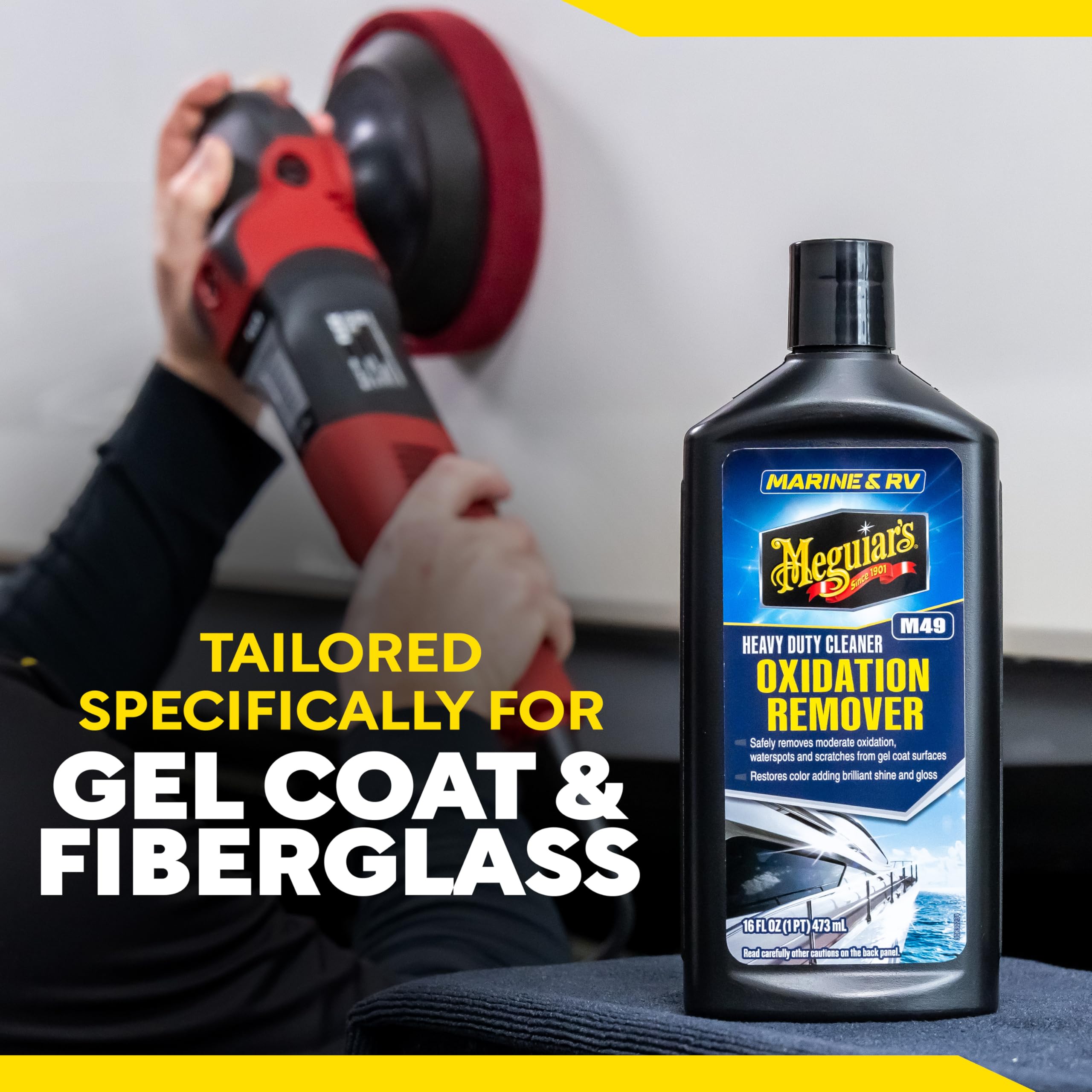 Marine/RV Meguiar's M4916 Heavy Duty Oxidation Remover, Oxidation, Water Spot, Stain, and Boat Scratch Remover for Vehicles with Gel Coat and Fiberglass Surfaces, 16 Oz - Packaging may vary