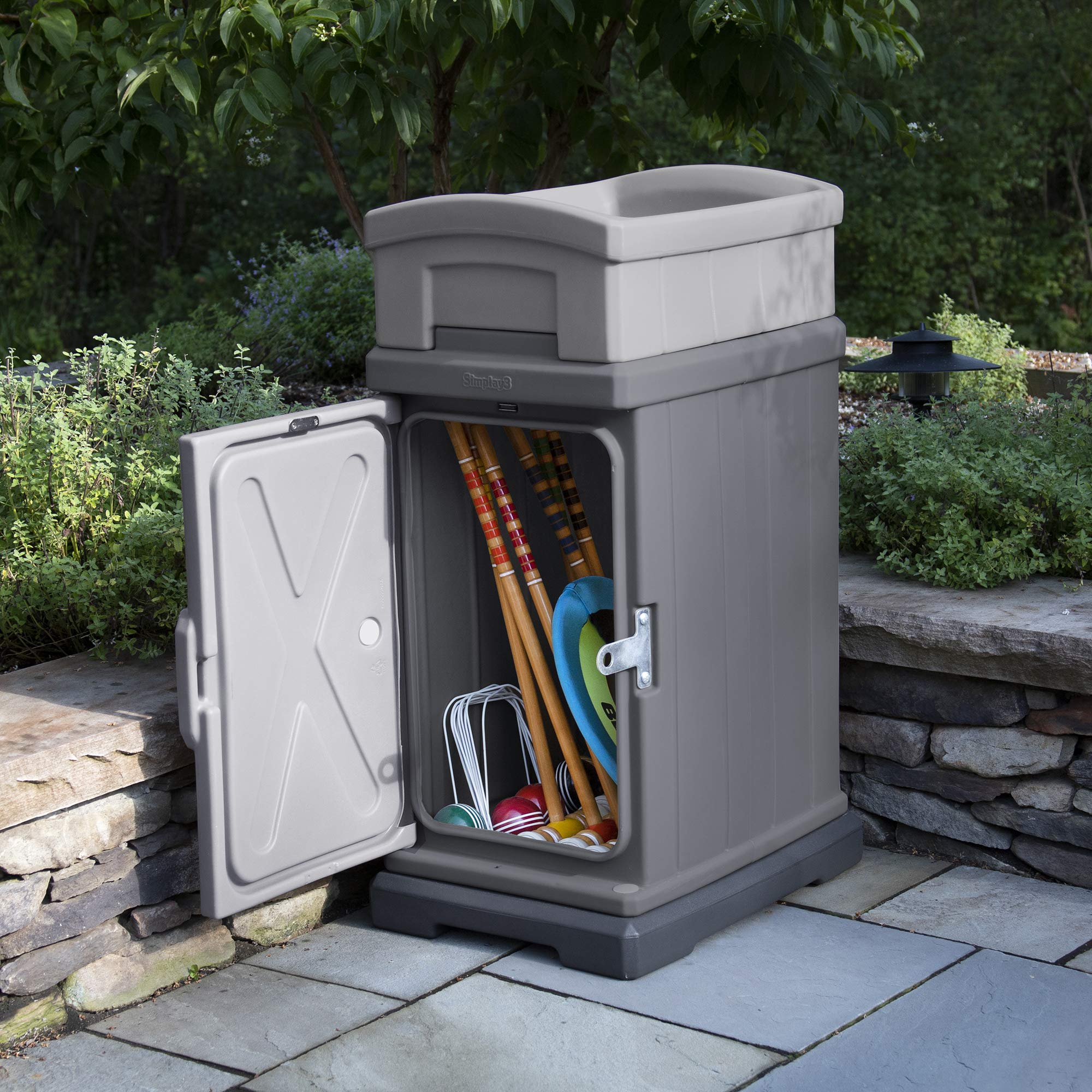 Simplay3 Delivery and Hide Away Storage Box - Secure Home Delivery Box for Packages Shipped to The Home 5 Cu. Feet, Gray