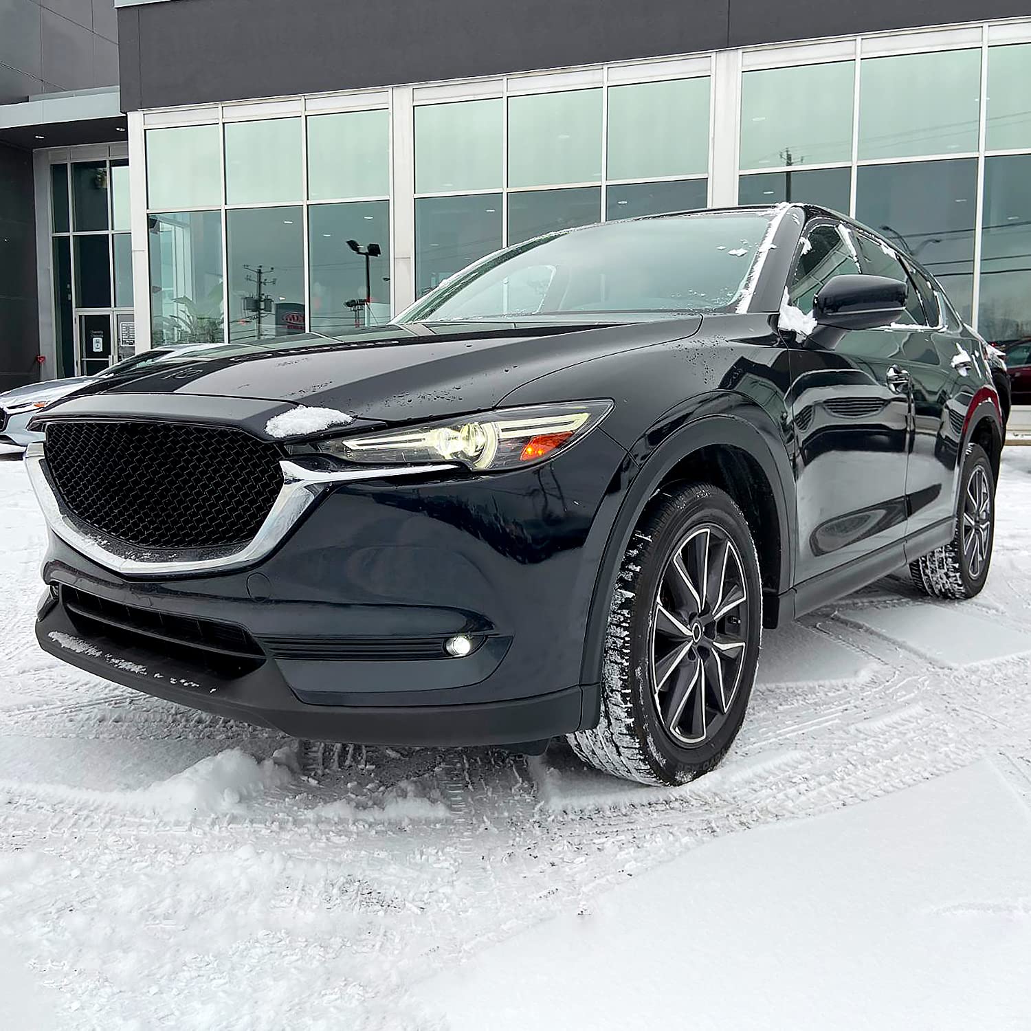 Chrome LED Fog Lights SPEC-D TUNING + Built-In LED Bulbs + Switch + Wiring Compatible with 2017-2019 Mazda CX-5, L+R Pair Assembly
