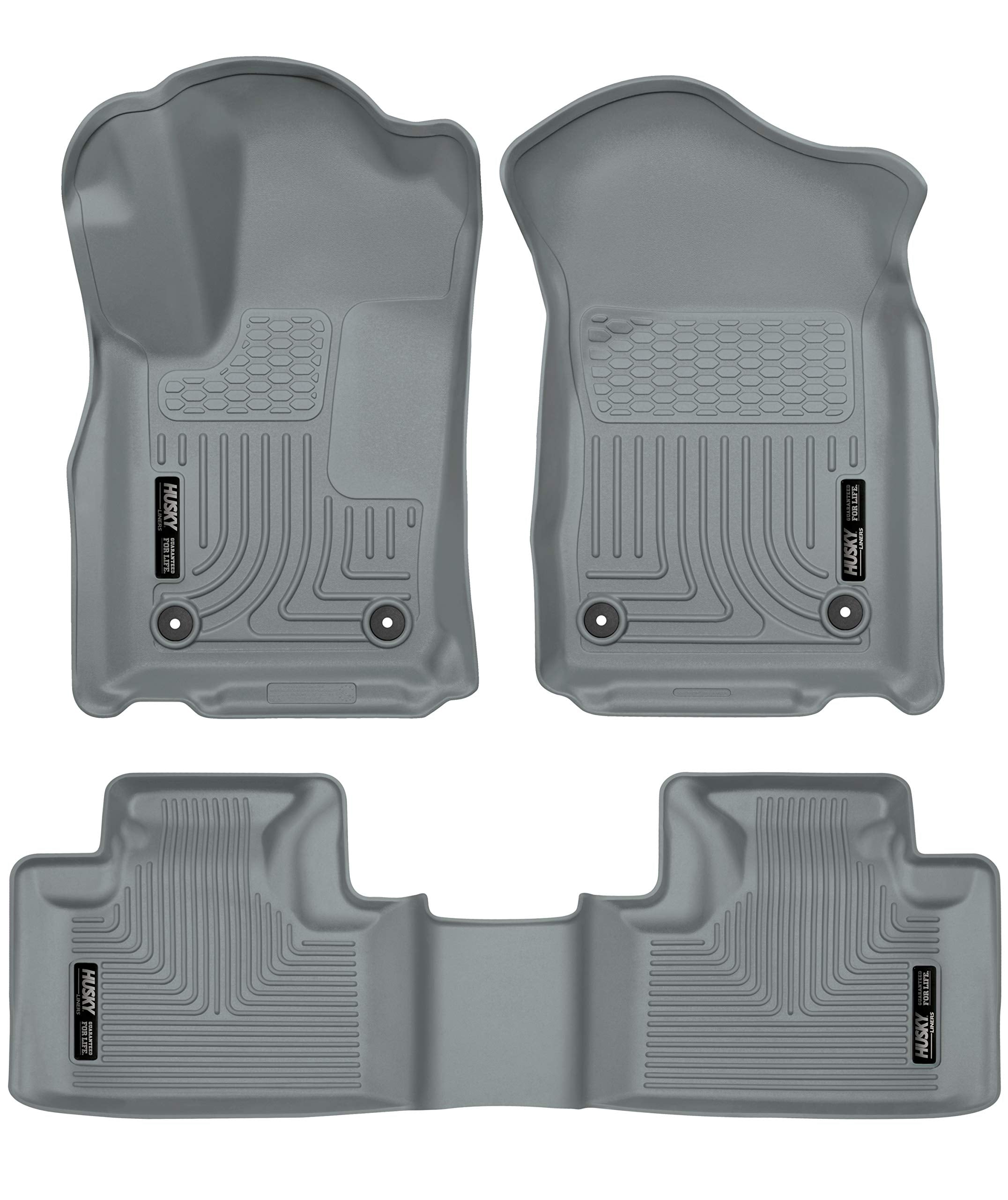Weatherbeater Husky Liners | Fits 2016-2024 Dodge Durango, 2016-2024 Jeep Grand Cherokee, (2022 WK Model) Front & 2nd Row Liner - Grey, 3 pc. | 99152
