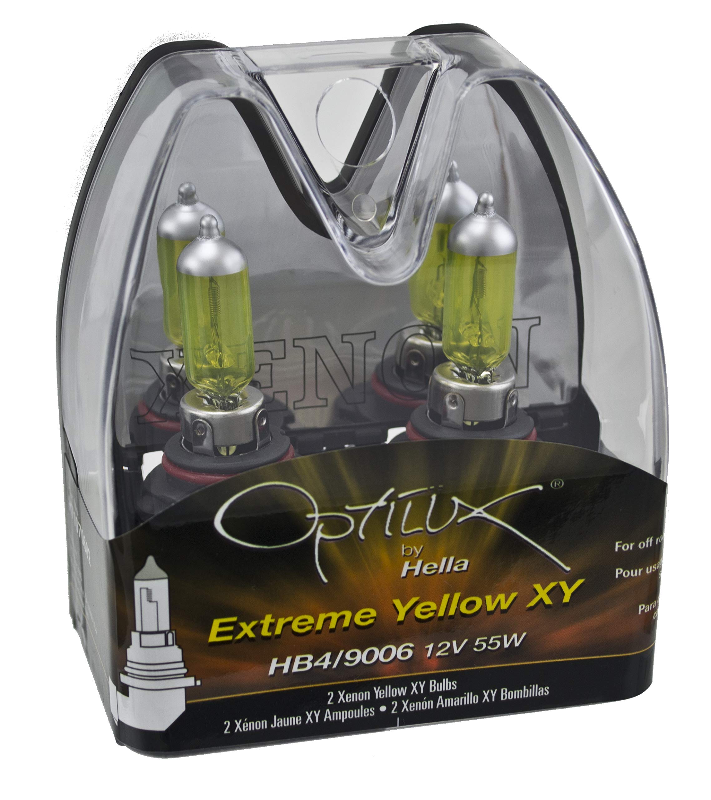 Hella H71070602 HB4 9006 Optilux XY Series Xenon Yellow Halogen Bulbs, 12V, 55W, 2 Pack