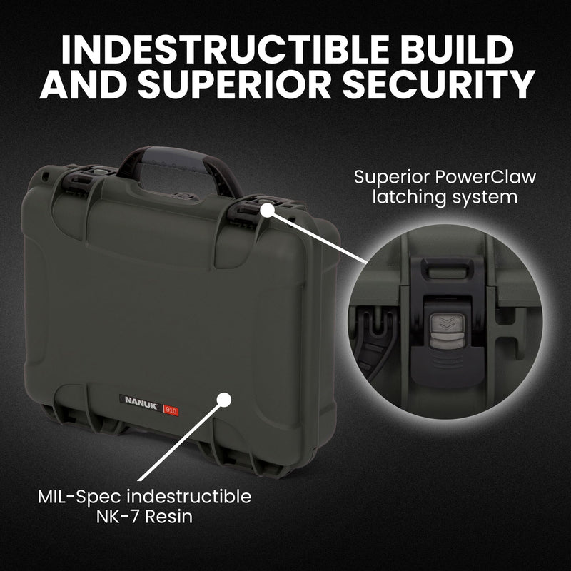 Olive NANUK 910 Waterproof Hard Case Empty