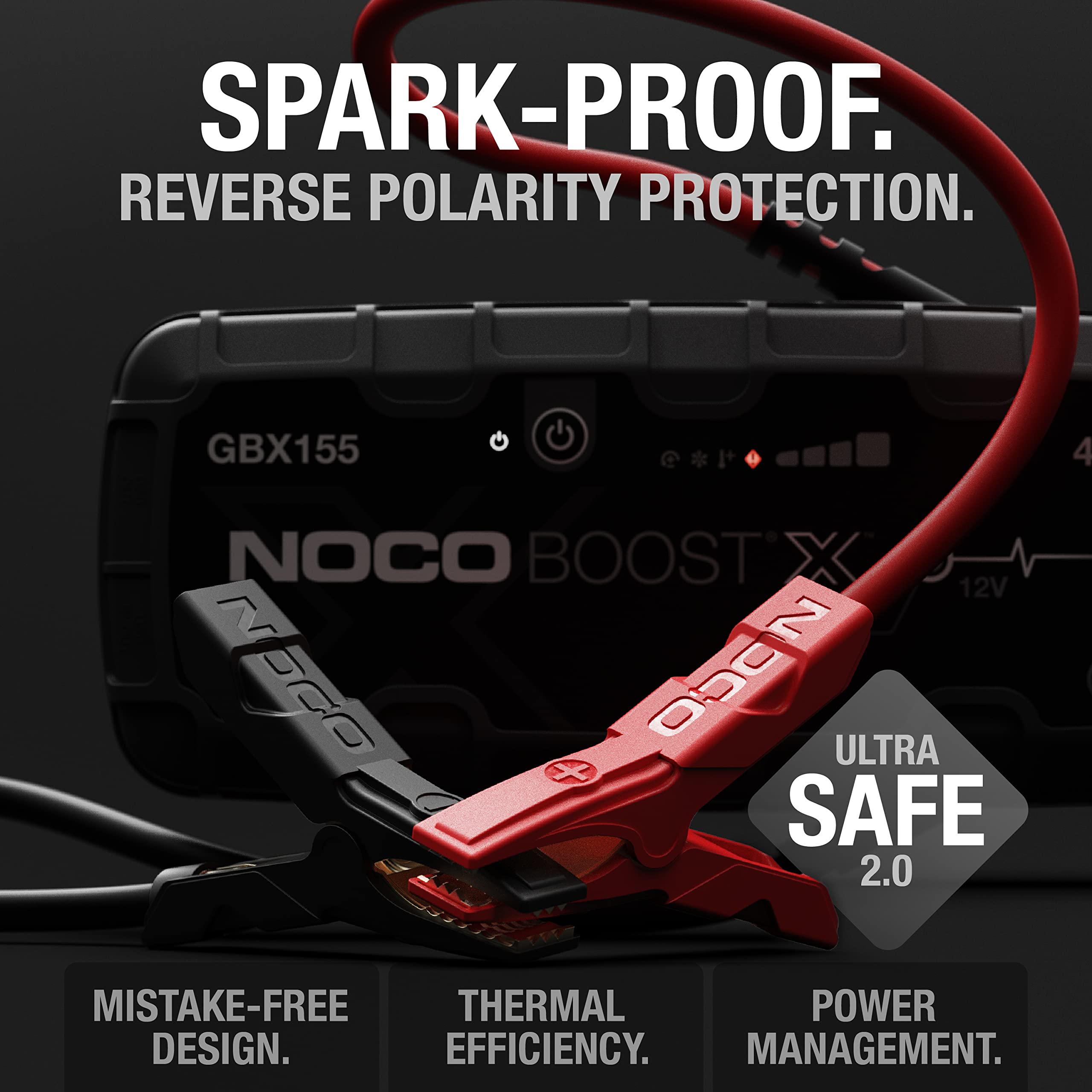 NOCO GBX155 Boost X: 4250A UltraSafe Jump Starter – 12V Lithium Battery Booster Pack, Portable Jump Box, Power Bank & Jumper Cables - for 10.0L Gas and 8.0L Diesel Engines
