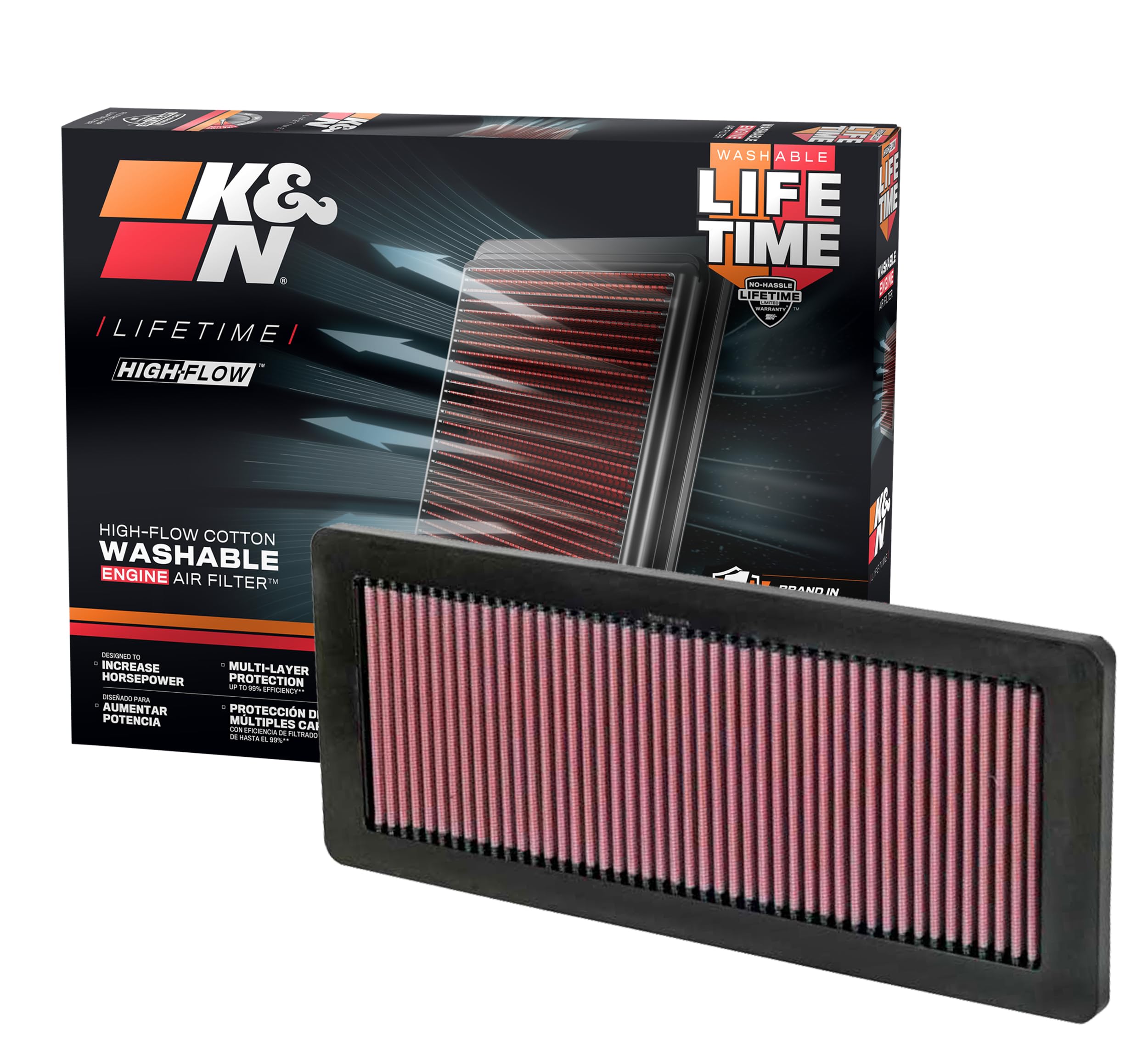 K&N Original High-Flow Lifetime Engine Air Filter: Increase Power: Premium, Washable: Compatible with 2007-2016 Mini Cooper: (See Product Description for Select Models), 33-2936