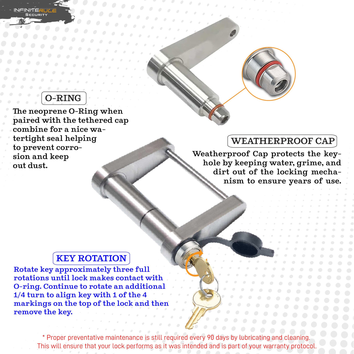 Trailer Latch Lock for DEMCO EZ Latch - InfiniteRule Security 61121 | 2.0" Ball