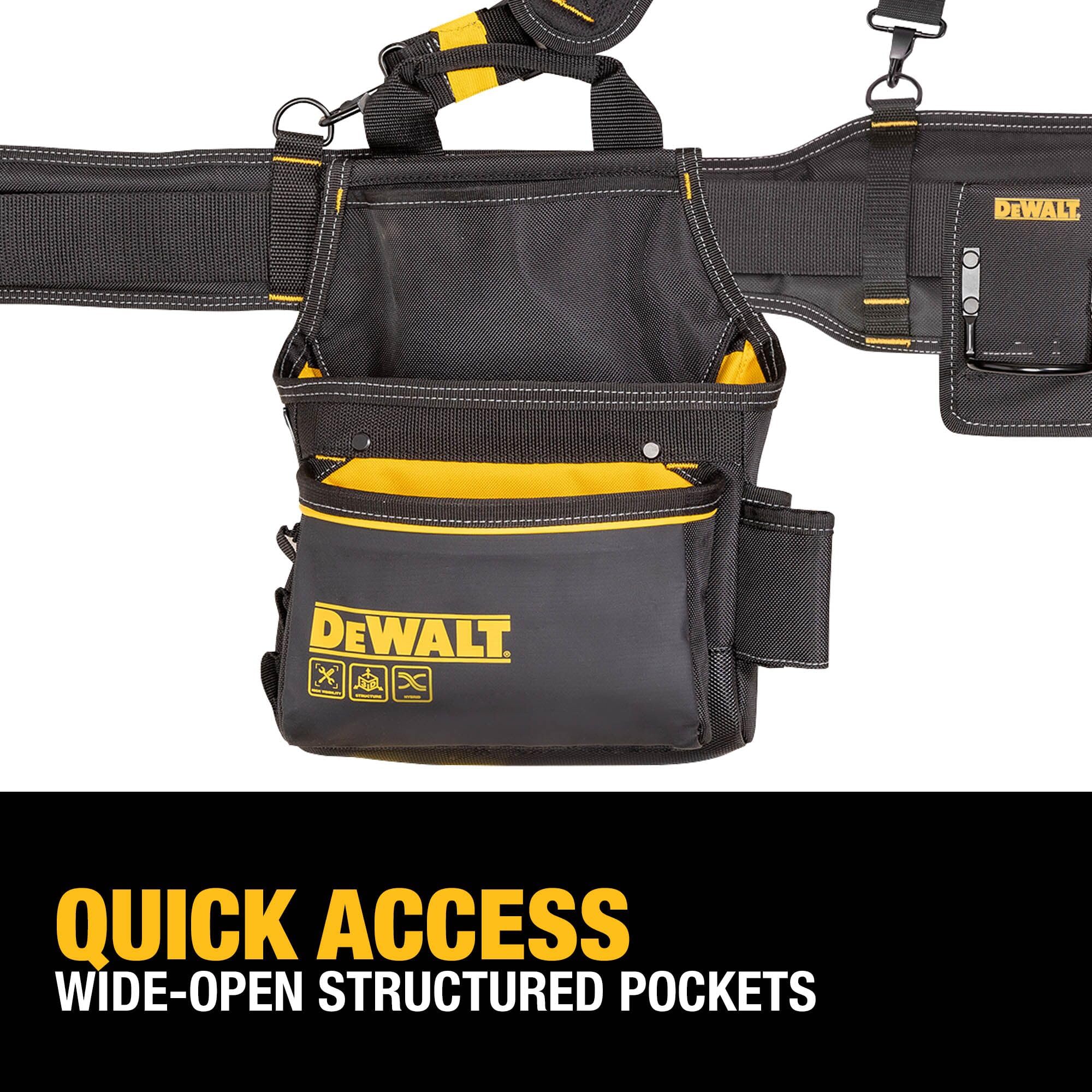 DEWALT Tool Belt Professional Organizer With Suspenders and 25 Pockets, Heavy Duty Construction (DWST540602)
