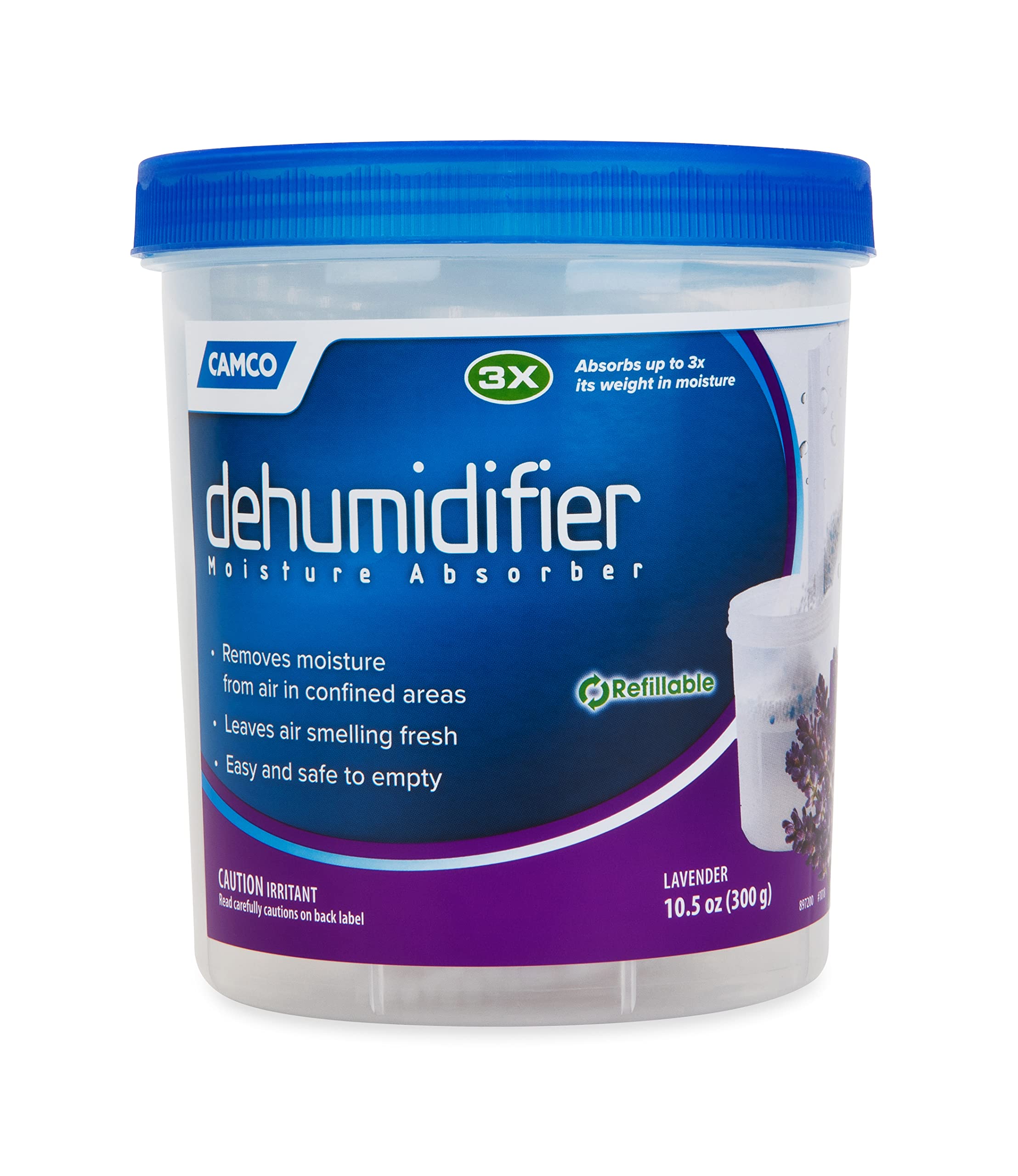 Camco Moisture Absorber Dehumidifier - Absorbs Up to 3x Its Weight in Water, Reduces Moisture and Humidity in Offices, Closets, Bathrooms, Kitchens, Boats, RVs and More – Refillable (44280)
