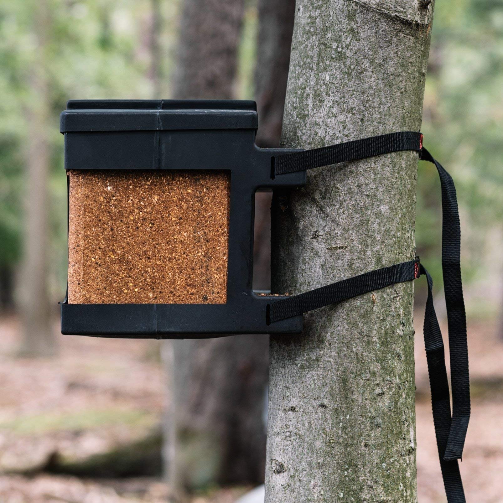 Block Holder Capsule Feeders for 20-25 lb Salt, Mineral, and Attractant Blocks with Mounting Straps, Black