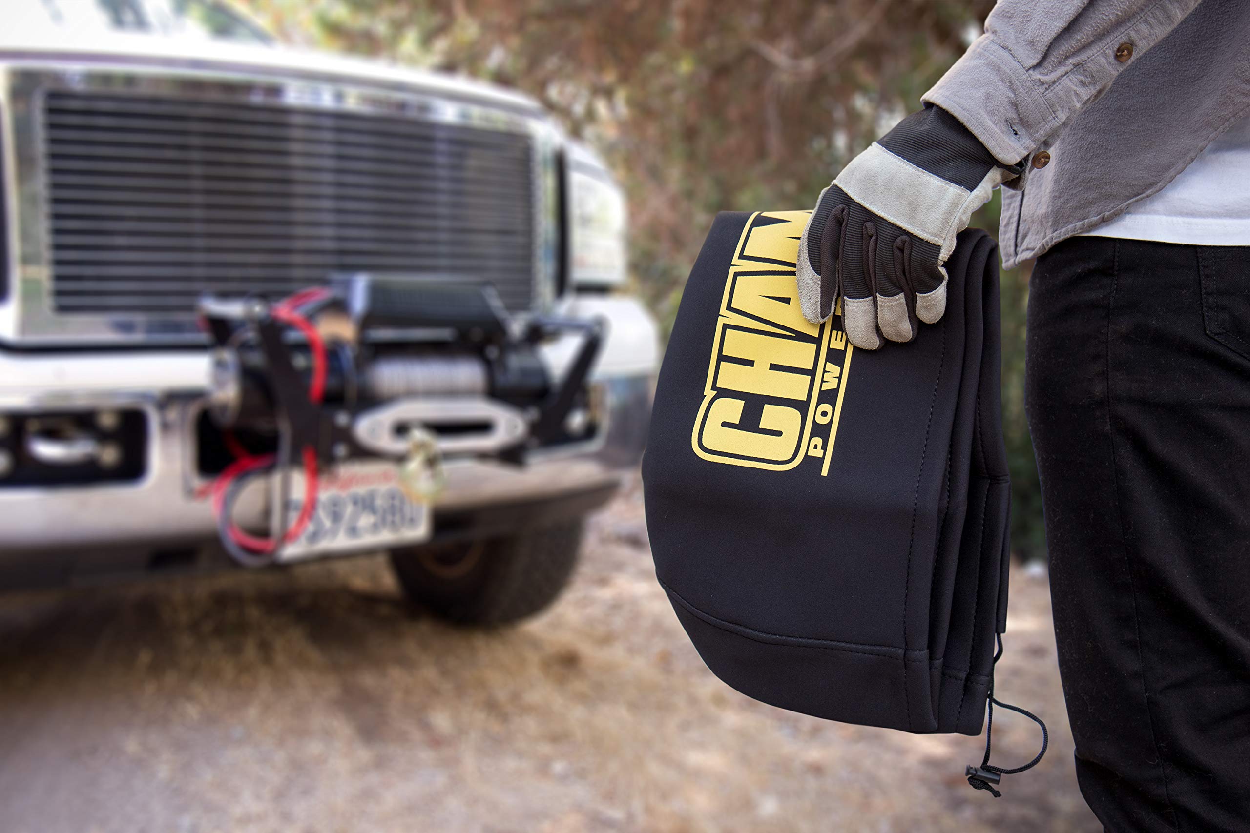 Champion Power Equipment Weather-Resistant Neoprene Storage Cover for Winches 8000-12,000 lb. with Speed Mount Hitch Adapter