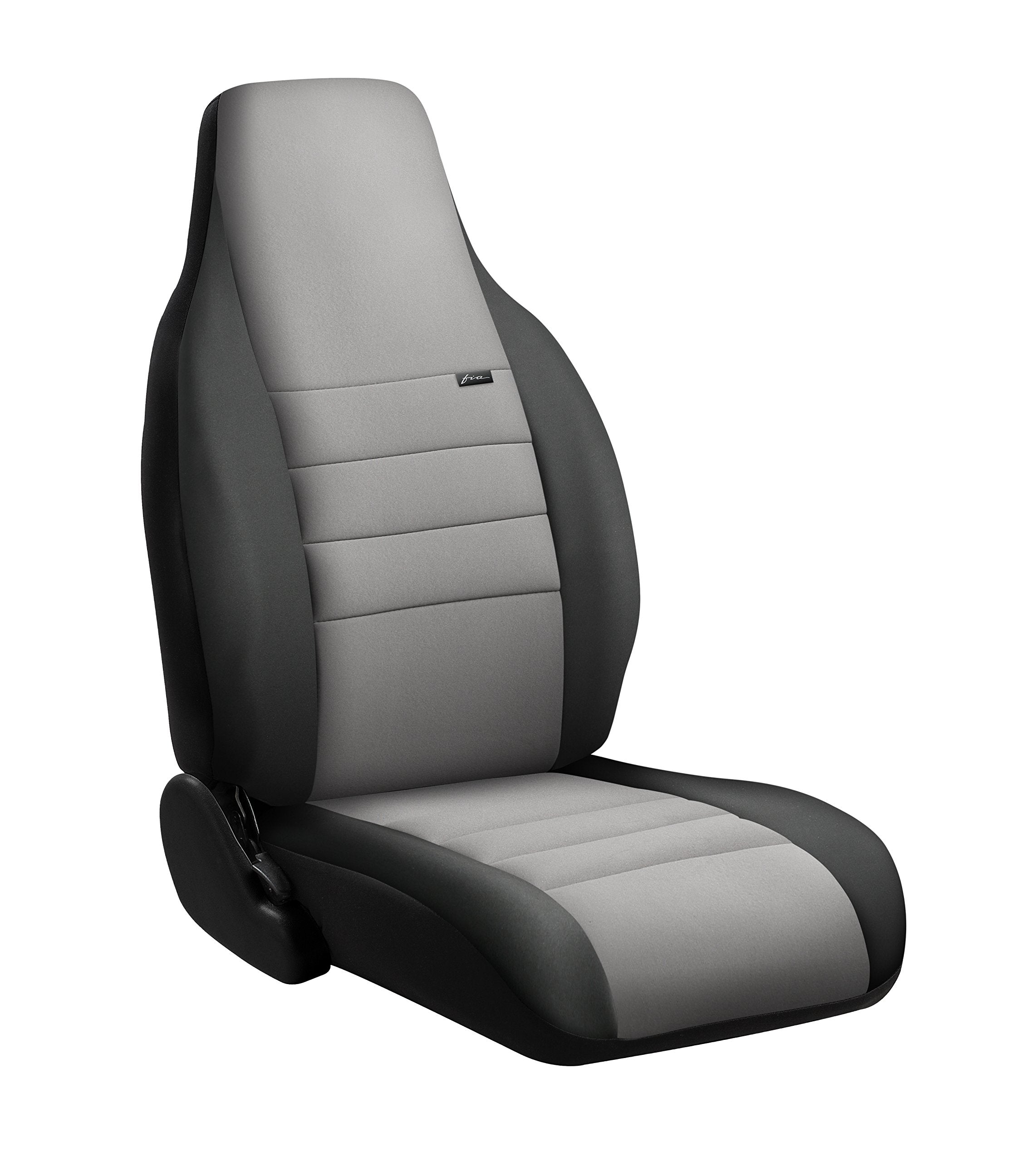 Fia Gray NP98-22 Custom Fit Front Seat Cover Bucket Seats - Neoprene (Black w/Gray Center Panel)