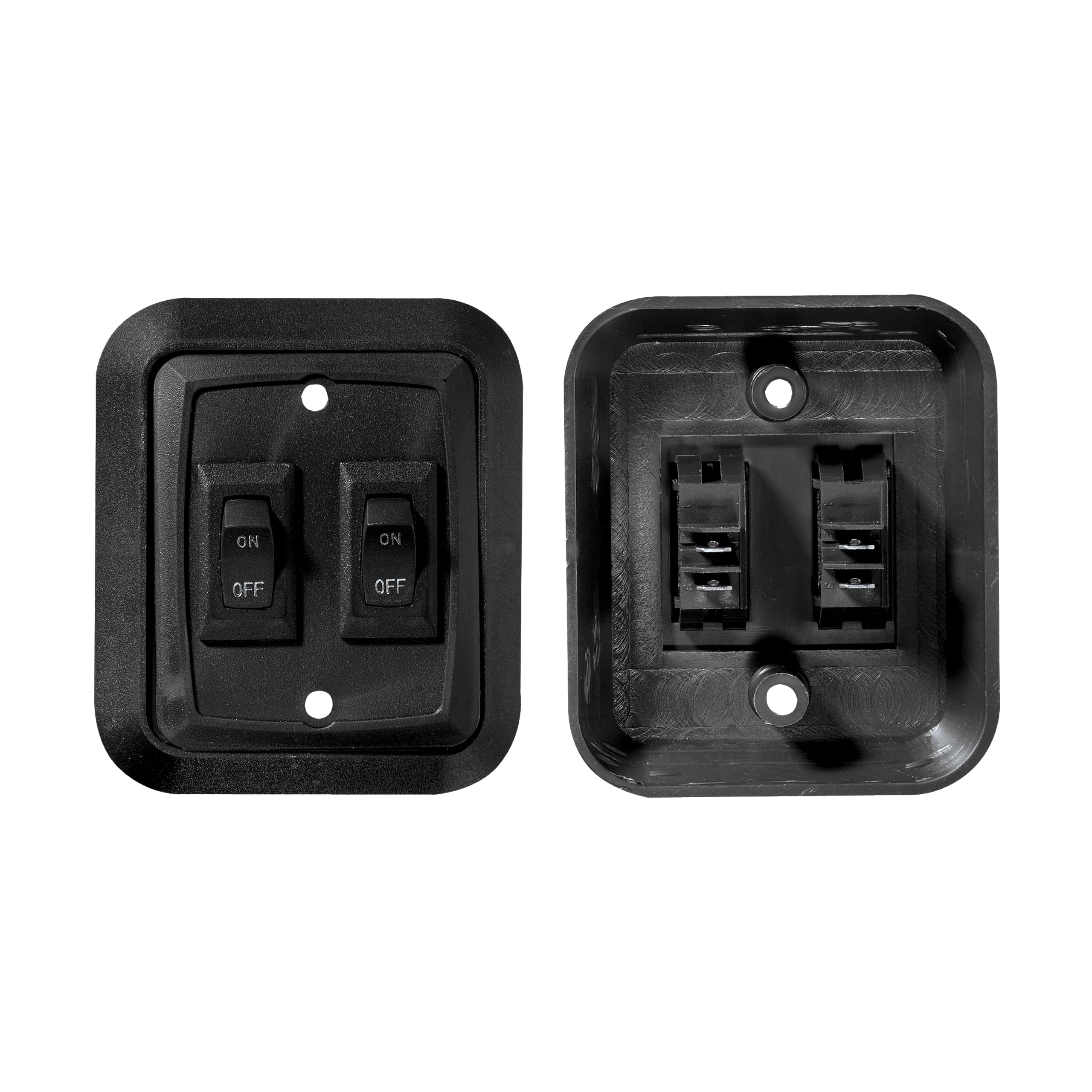 Wall Plate Switch RV Designer S656, Double, Black, 3.53" x 3", On/Off - SPST