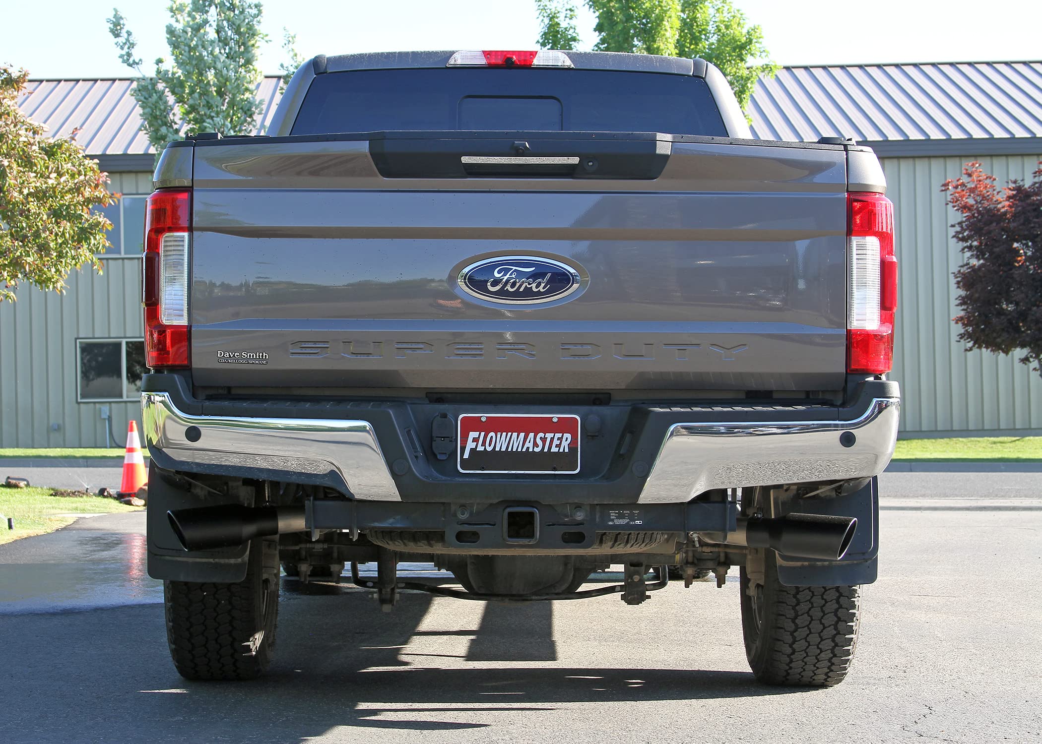 Flowmaster FlowFX 718100 Cat-Back Exhaust Kit 3.5 to 3 Inch Dual Side Exit 409 Stainless Steel 4.5 Inch Black Ceramic Coat StainlessTips Compatible with 2017-2024 Ford F250/F350 Super Duty 6.2L 7.3L