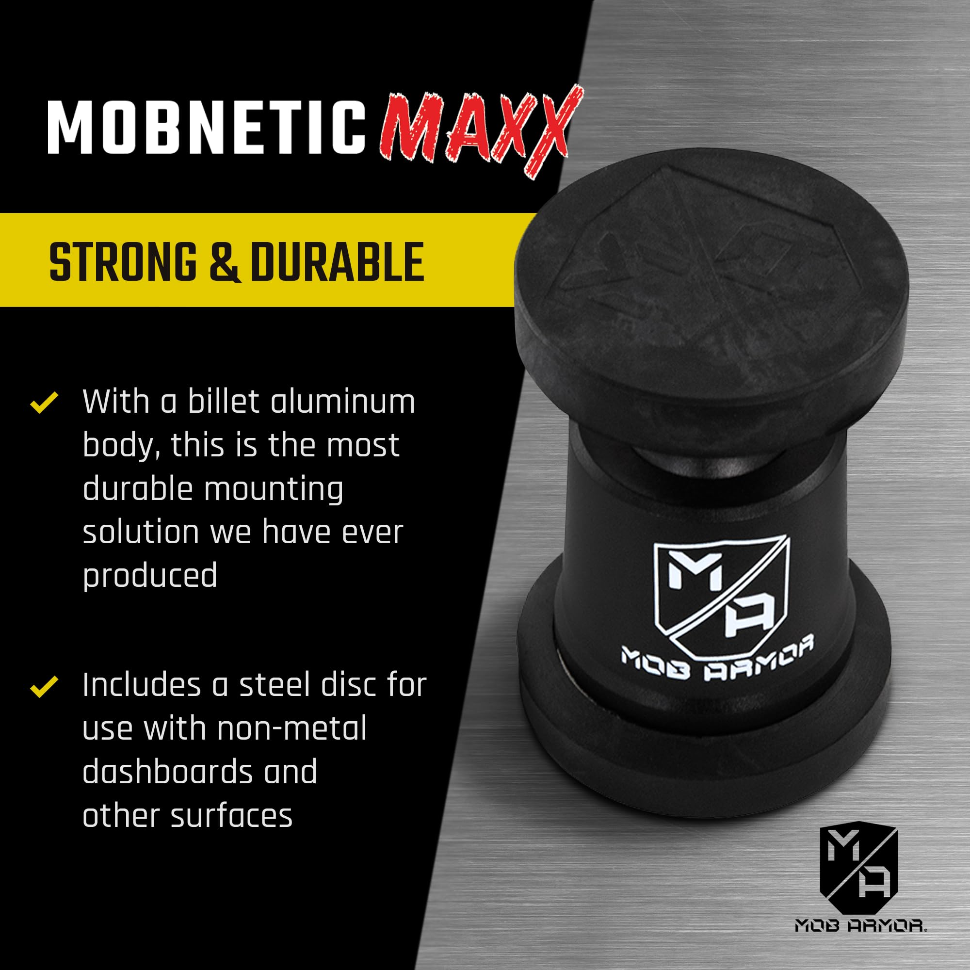 Mob Armor Maxx MobNetic - USA Assembled Magnetic Phone Holder for Car, Magnetic Car Phone Mount, 90-Degree Tilt, 360-Degree Rotation, Aluminum Metal, Compatible with iPhone & Android - Bronze