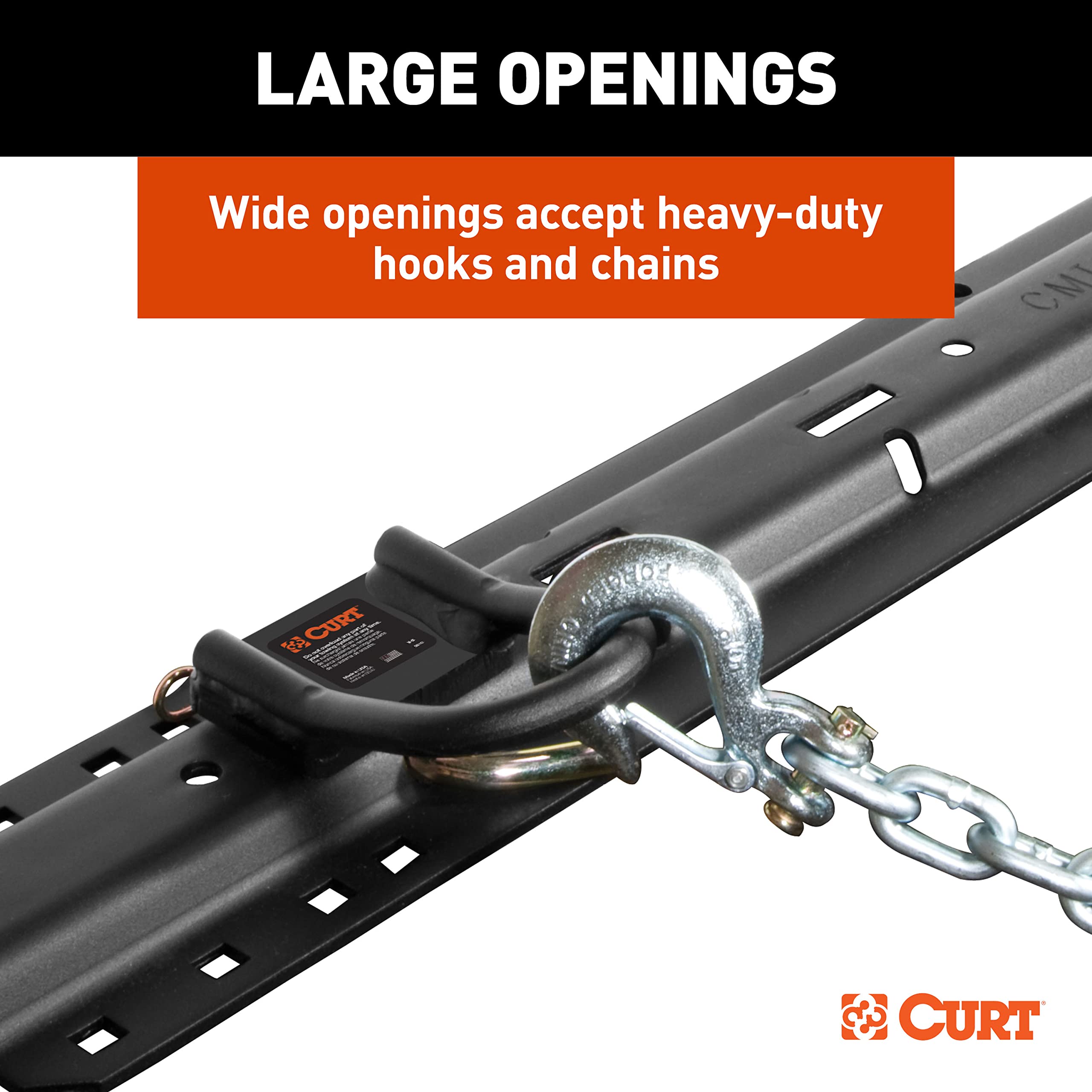 CURT 5th Wheel Hitch Safety Chain Anchors 16000, Fits Industry-Standard Rails