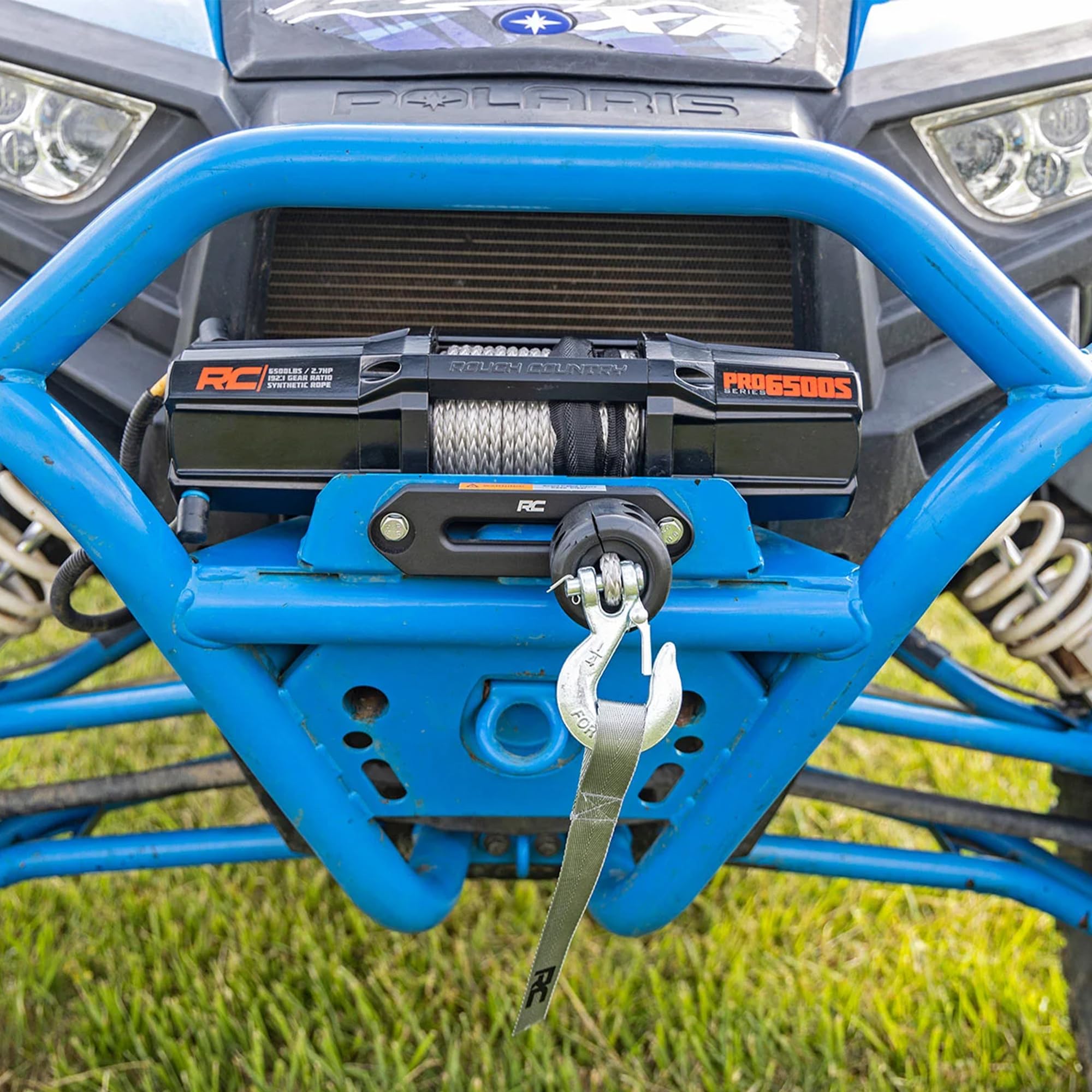 6,500LB Rough Country UTV Electric Winch | 2.7HP | Synthetic Rope - RS6500SA