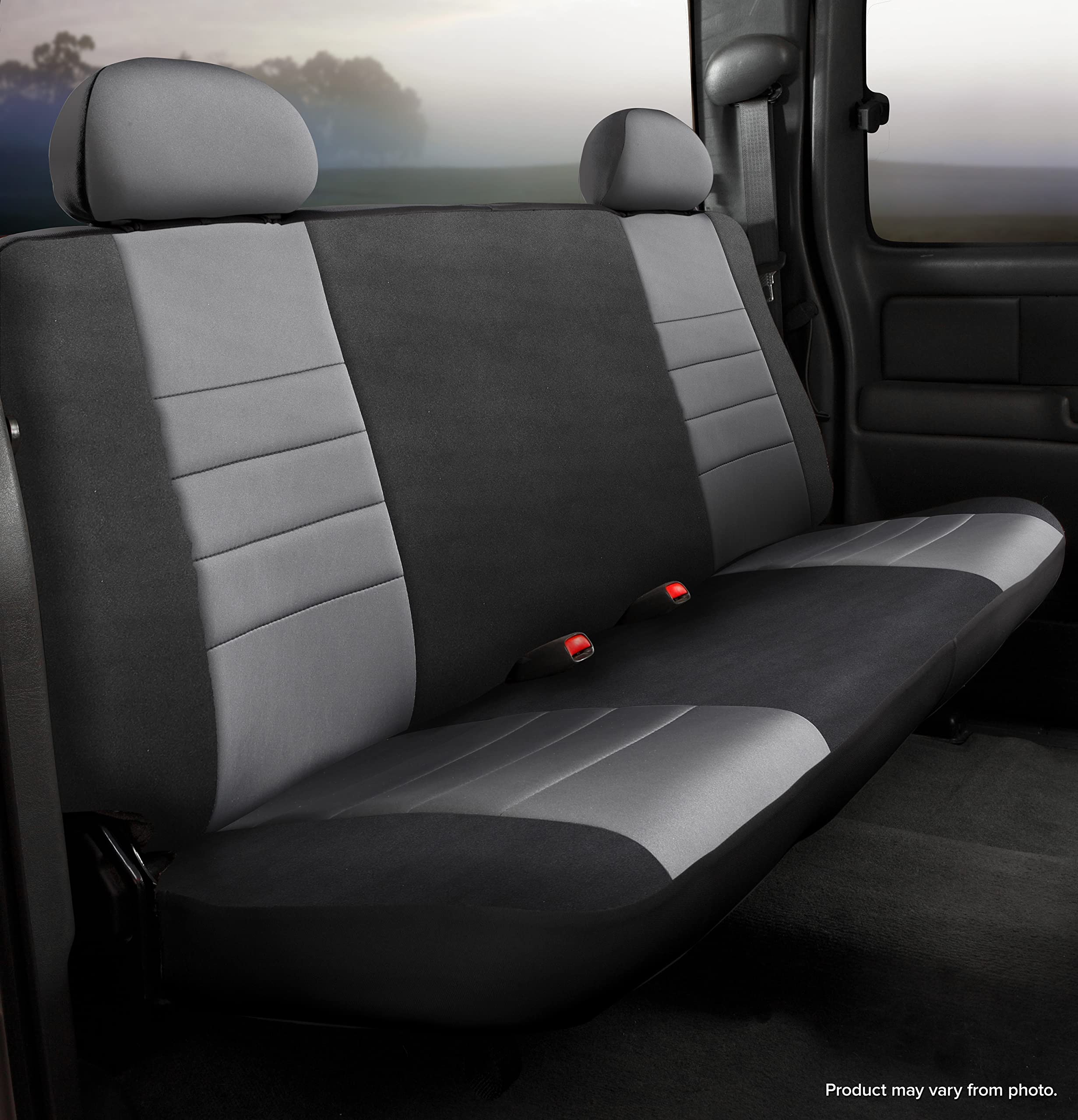 Fia Gray NP95-12 Custom Fit Rear Seat Cover Bench Seat - Neoprene (Black w/Gray Center Panel)