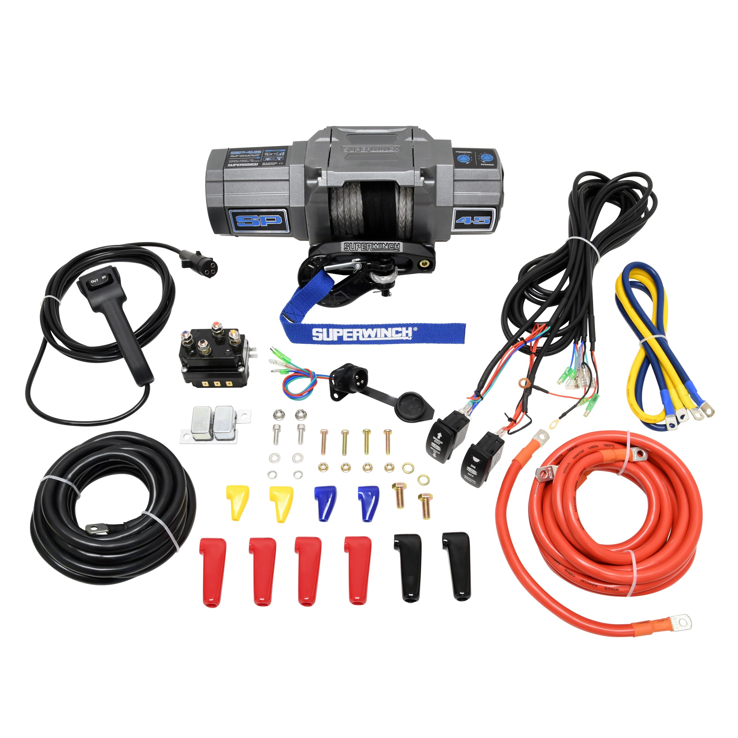 SP SUPERWINCH 45, 4500 lb Capacity, Roller Fairlead, 10 ft Remote, 1/4 in x 40 ft Steel Rope, 12V, Kit