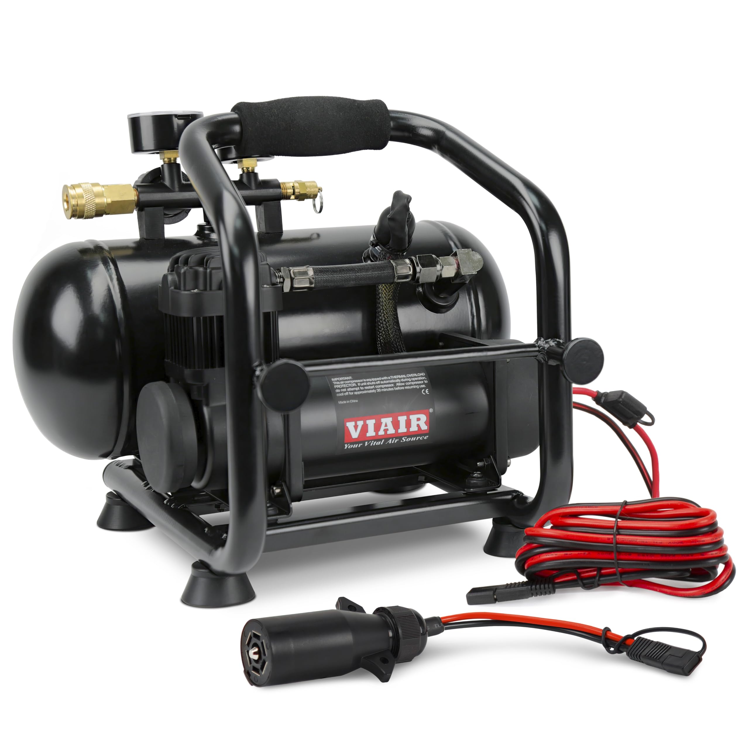 VIAIR 380C Compressor Plug-N-Play, 12V, 1.5 gallon tank, 200 PSI Rated with 7-way Power Access, for nailing, air tools, tire inflation