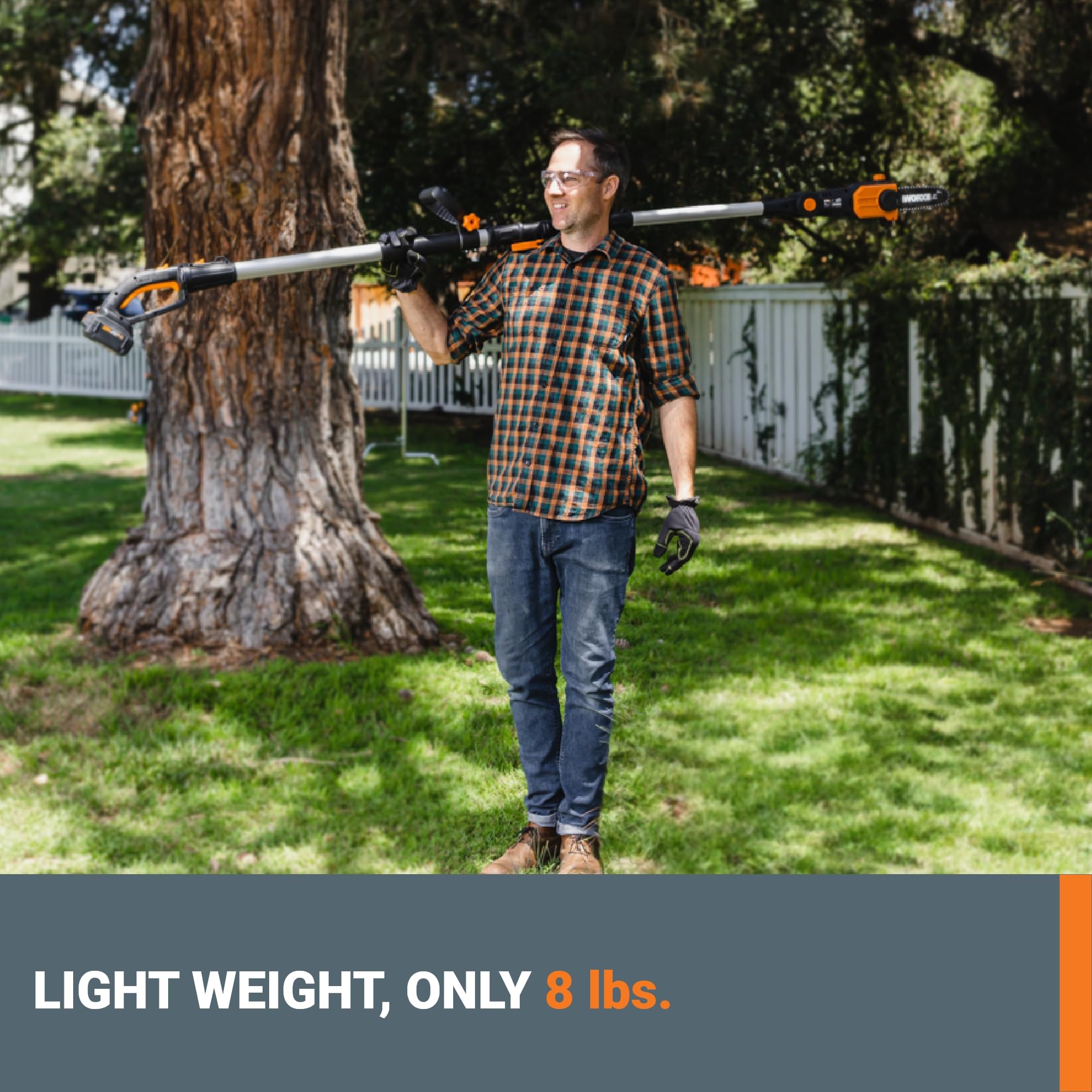 20V Worx Nitro 8 '' cordless pole chainsaw 2.0 Ah battery and charger included WG349