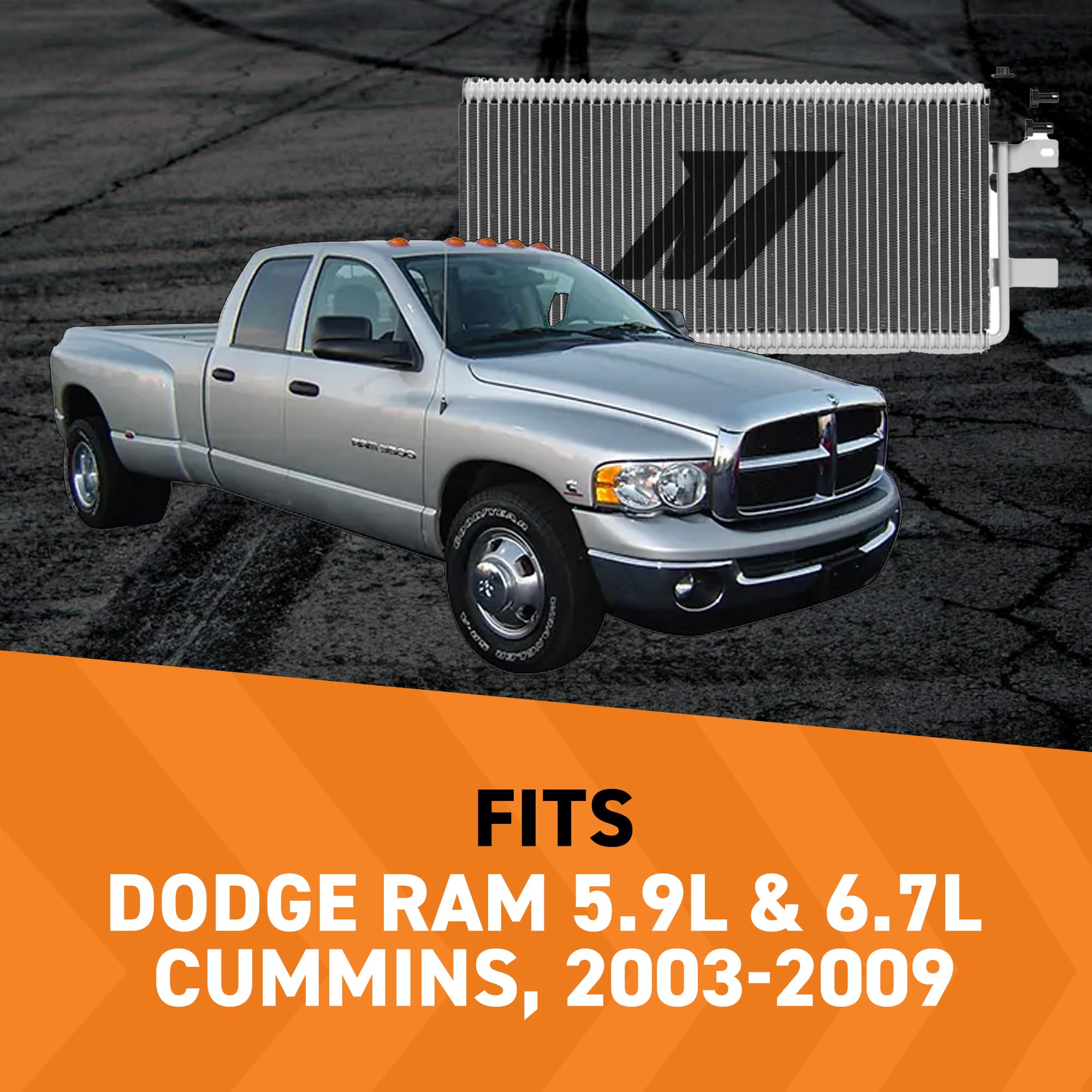 Mishimoto Automatic Transmission Oil Cooler MMTC-RAM-03SL, Compatible with Dodge Ram Cummins 2500, 3500 5.9L & 6.7L, 2003-2009