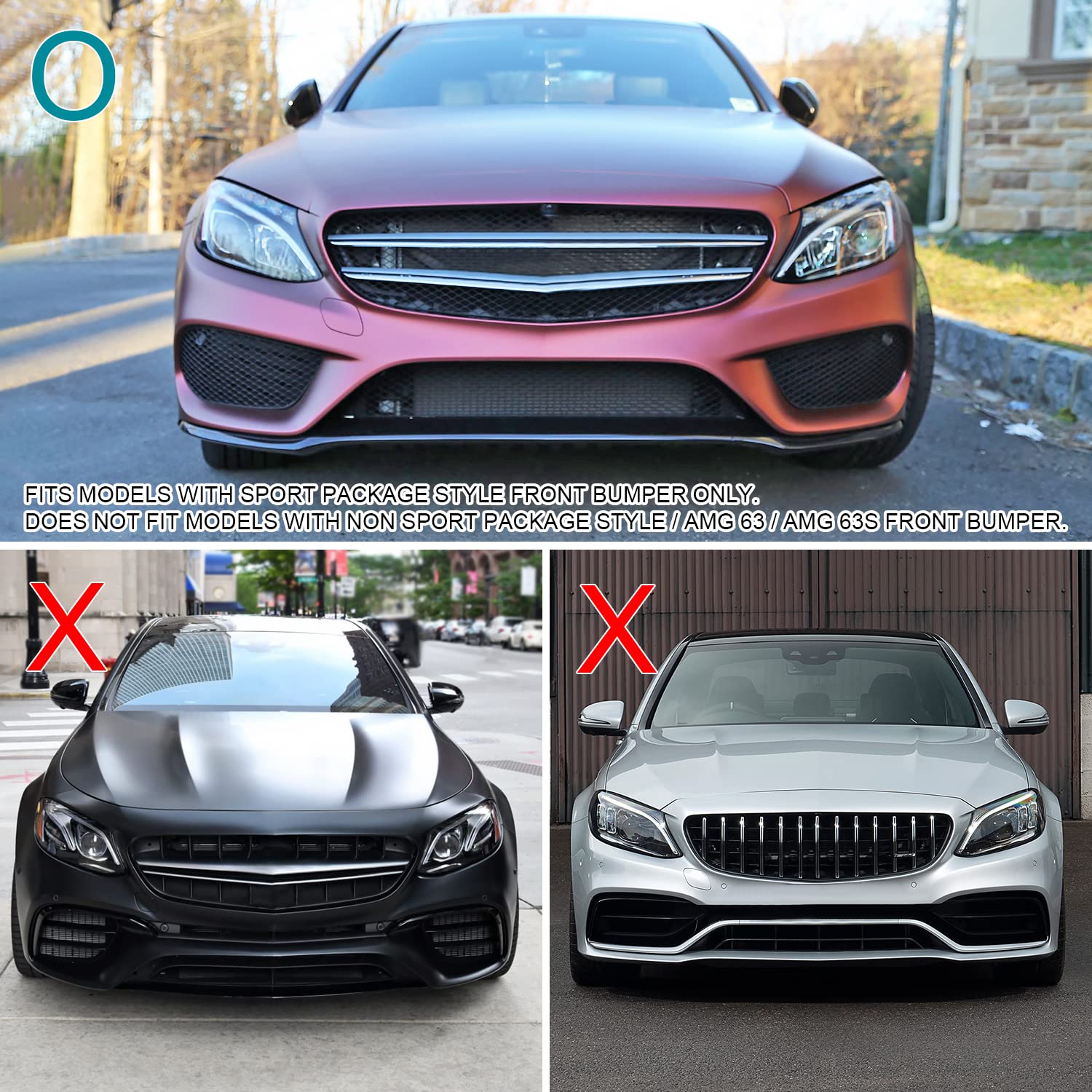 Glossy Black Spec-D Tuning Front Lip Spoiler Splitter Compatible with 2015-2018 Mercedes Benz C-Class W205