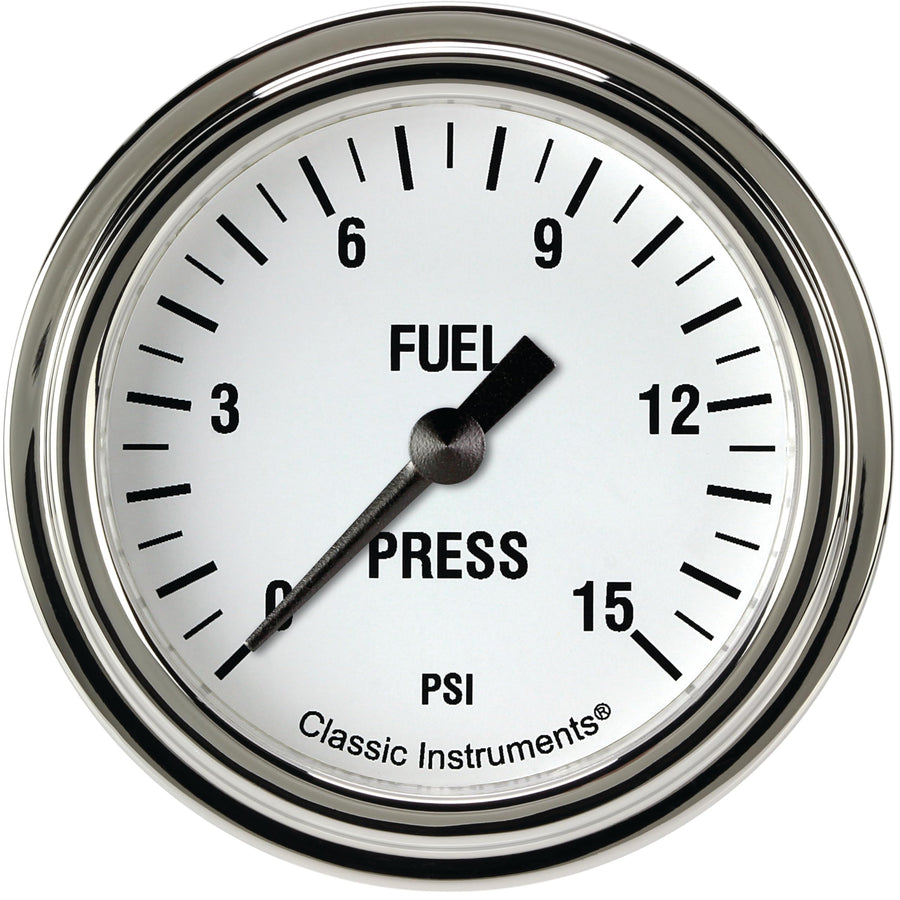 White Hot Classic Instruments WH345SLF 2-5/8" Fuel Pressure Gauge, 15 psi
