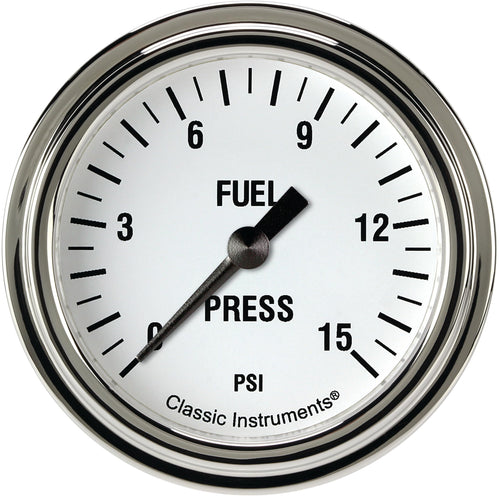White Hot Classic Instruments WH345SLF 2-5/8" Fuel Pressure Gauge, 15 psi