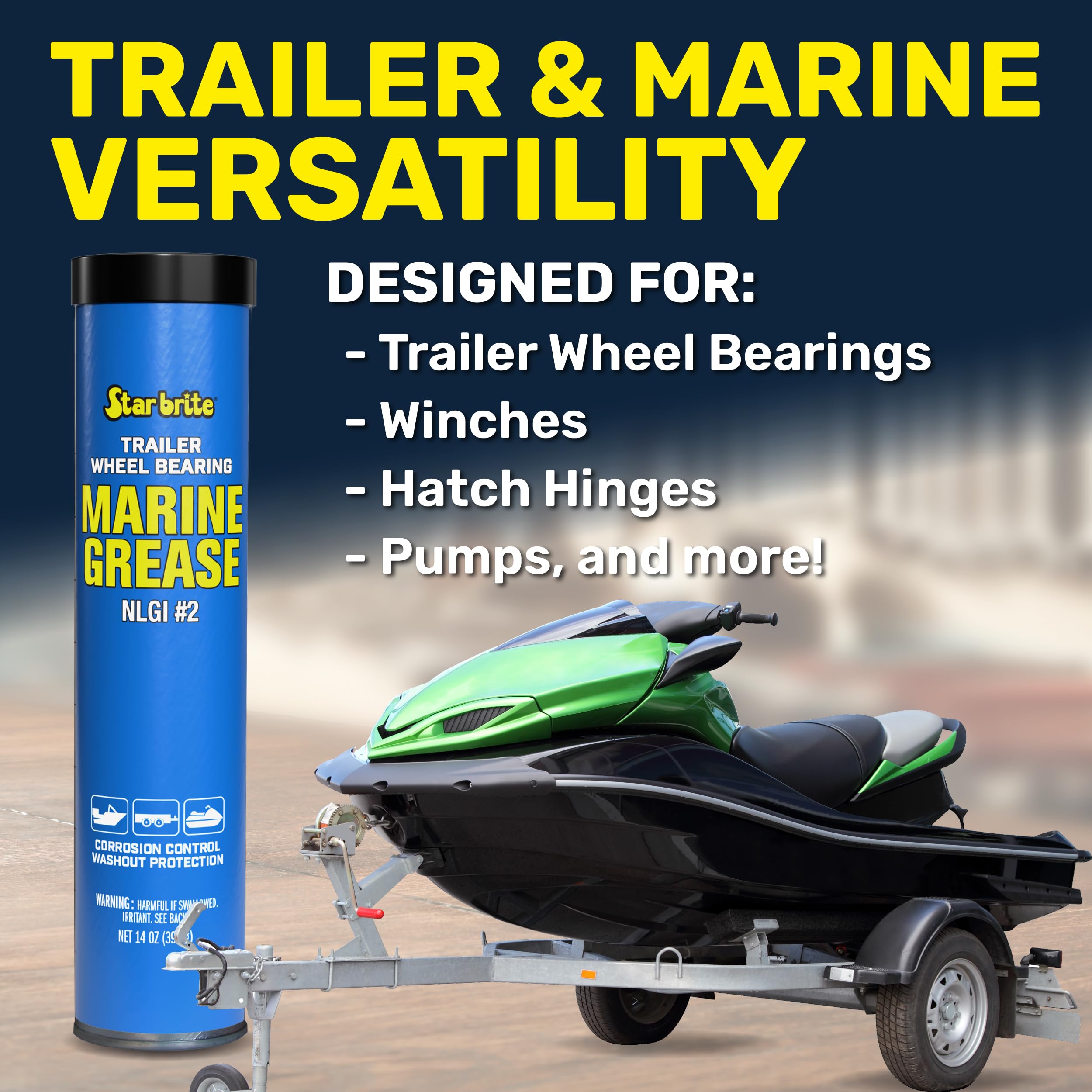 Wheel Bearing Grease STAR BRITE - Marine Grade Boat Trailer - 14 OZ Grease Gun Cartridge (026014)