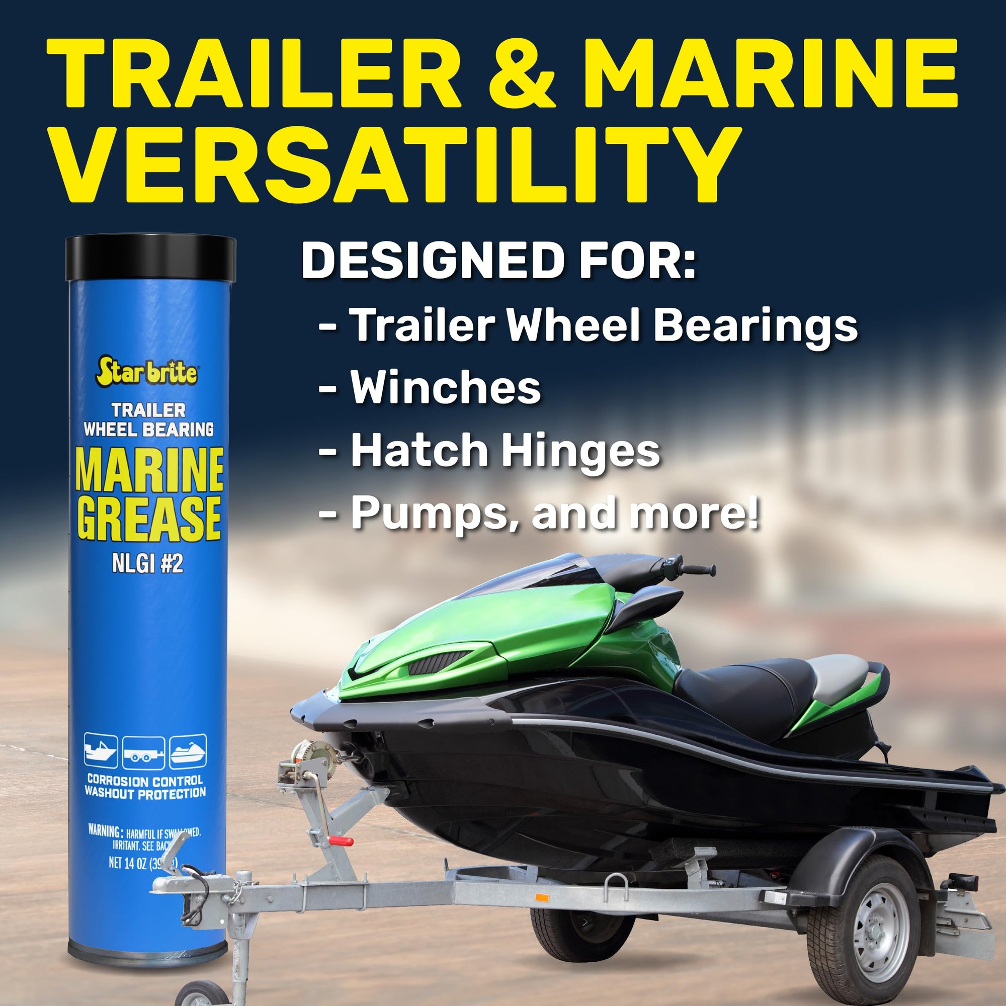 Wheel Bearing Grease STAR BRITE - Marine Grade Boat Trailer - 14 OZ Grease Gun Cartridge (026014)