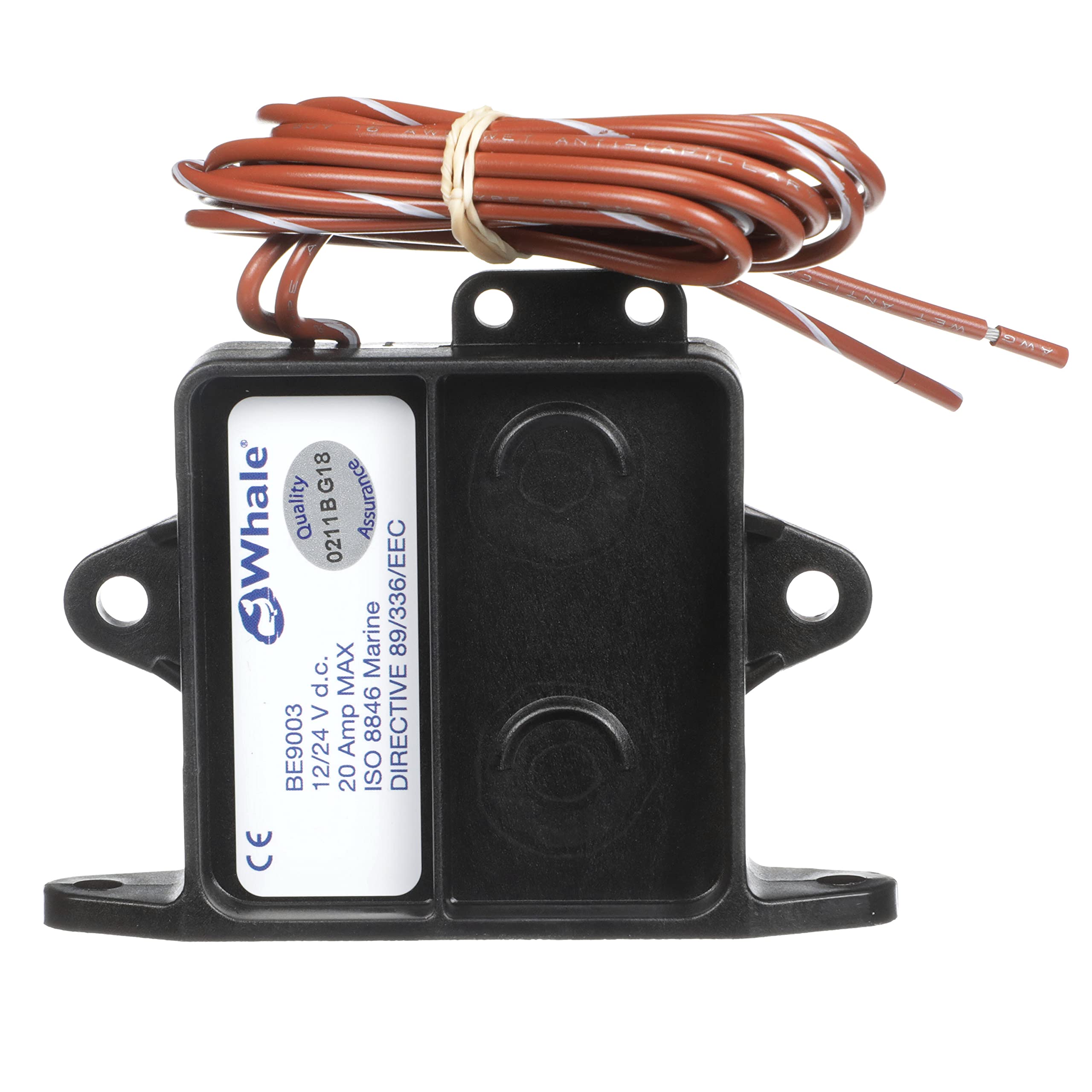 Whale BE9003 Electric Sensor Field Switch, 12V or 24V, Suitable for Up to 20 Amps, Black