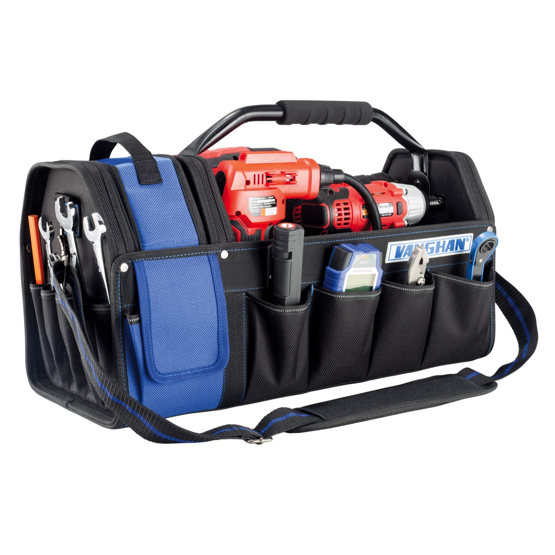 2 Piece Vaughan Tool Bag Set 20 in. Tool Tote and 13 in. Wide Mouth Bag - 240155, Blue