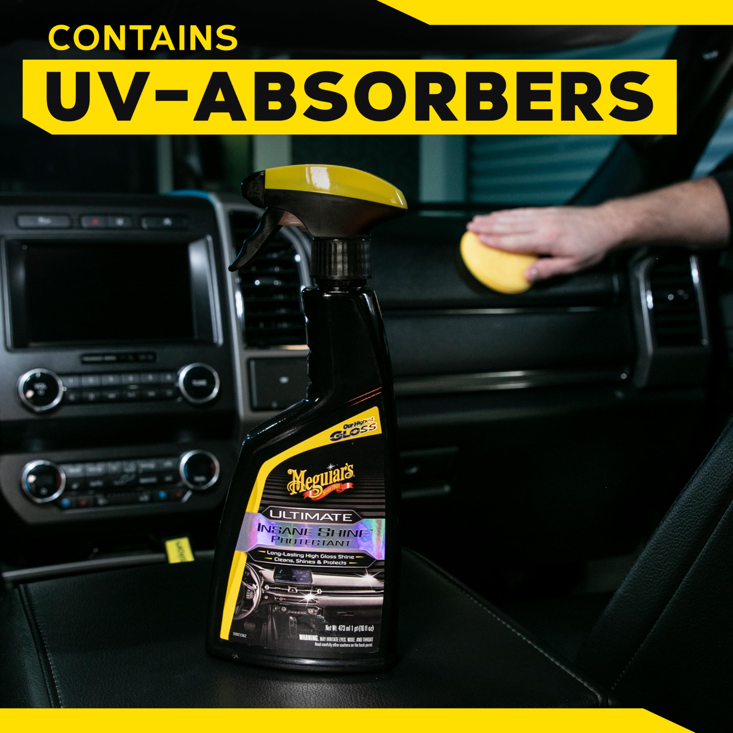 Ultimate Insane Shine Protectant Meguiar's G220216, Car Cleaning Spray That Creates a Lasting and Glossy Shine, Auto Care Product Safe for Exterior and Interior Surfaces, 16 Oz